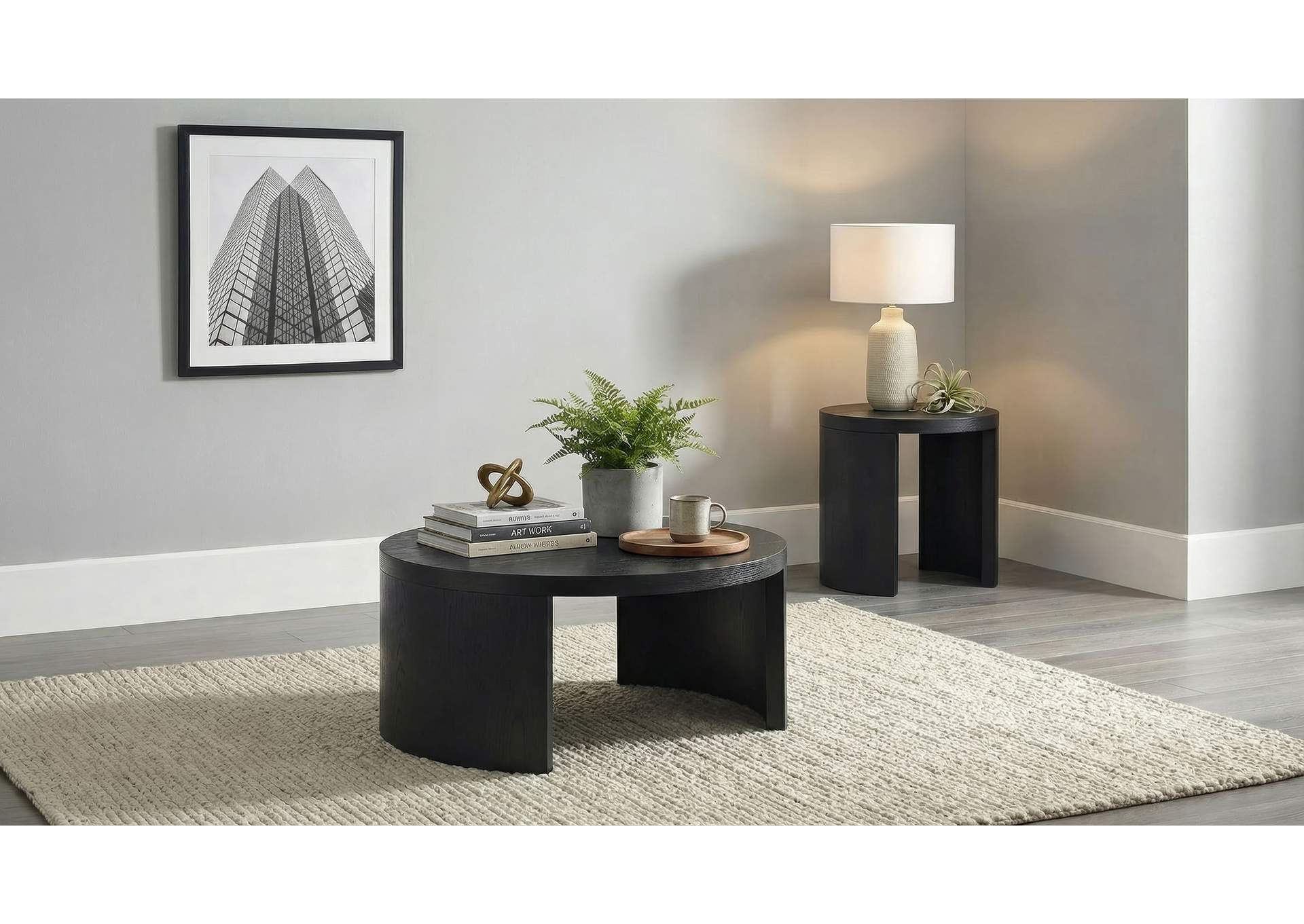 Sweeney 2-piece Coffee and End Occasional Table Set Black image 1
