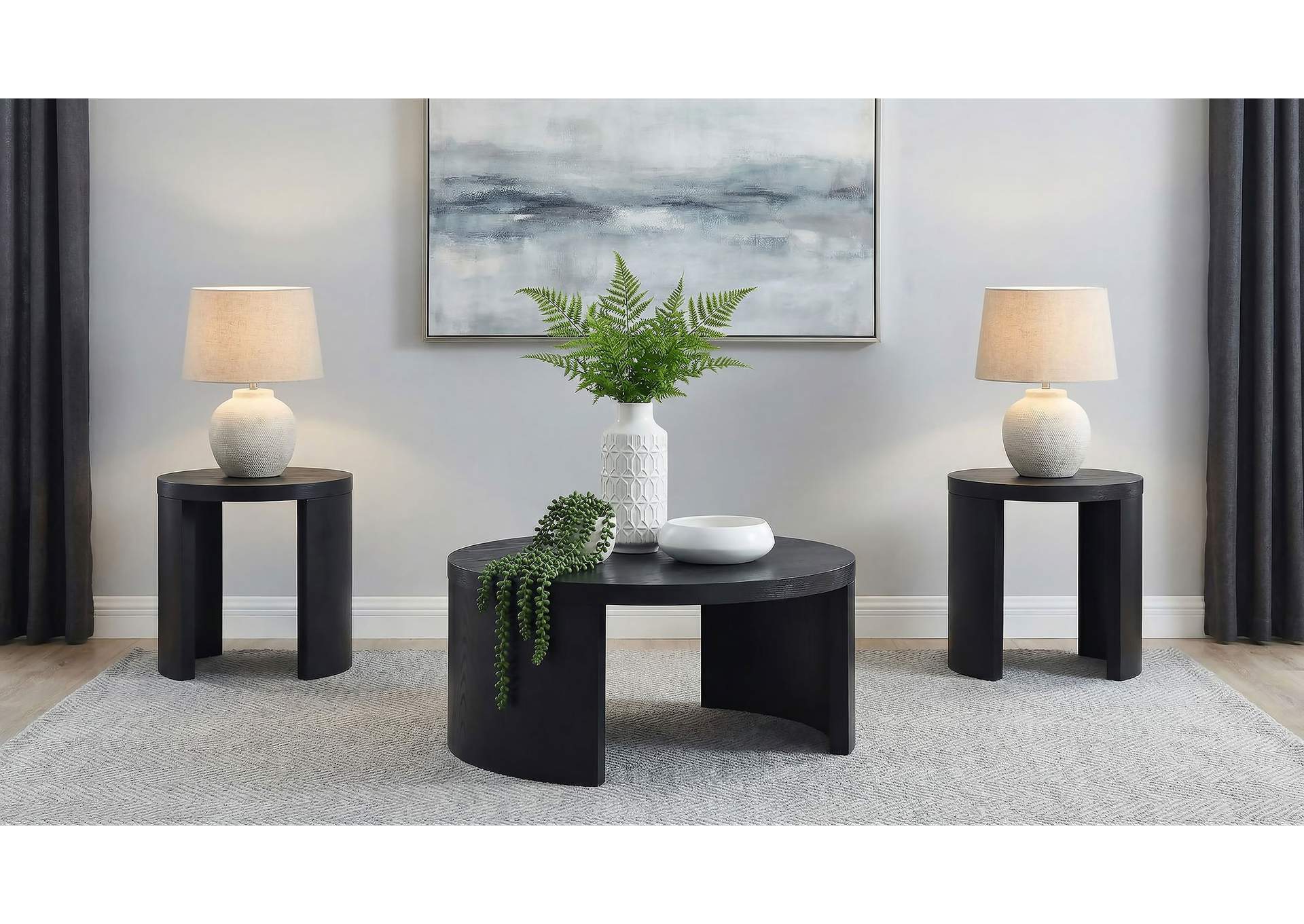 Sweeney 3-piece Coffee and End Occasional Table Set Black image 1