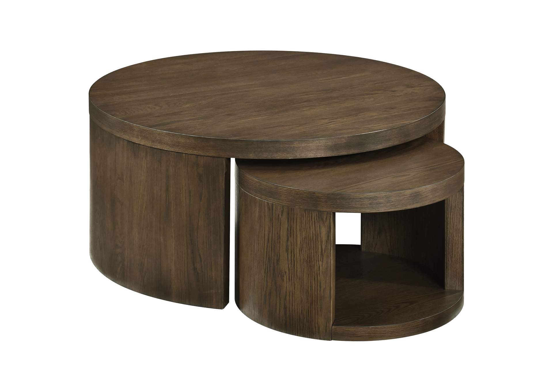 Sweeney 2-piece Round Wood Occasional Nesting Table Set Dark Walnut image 1