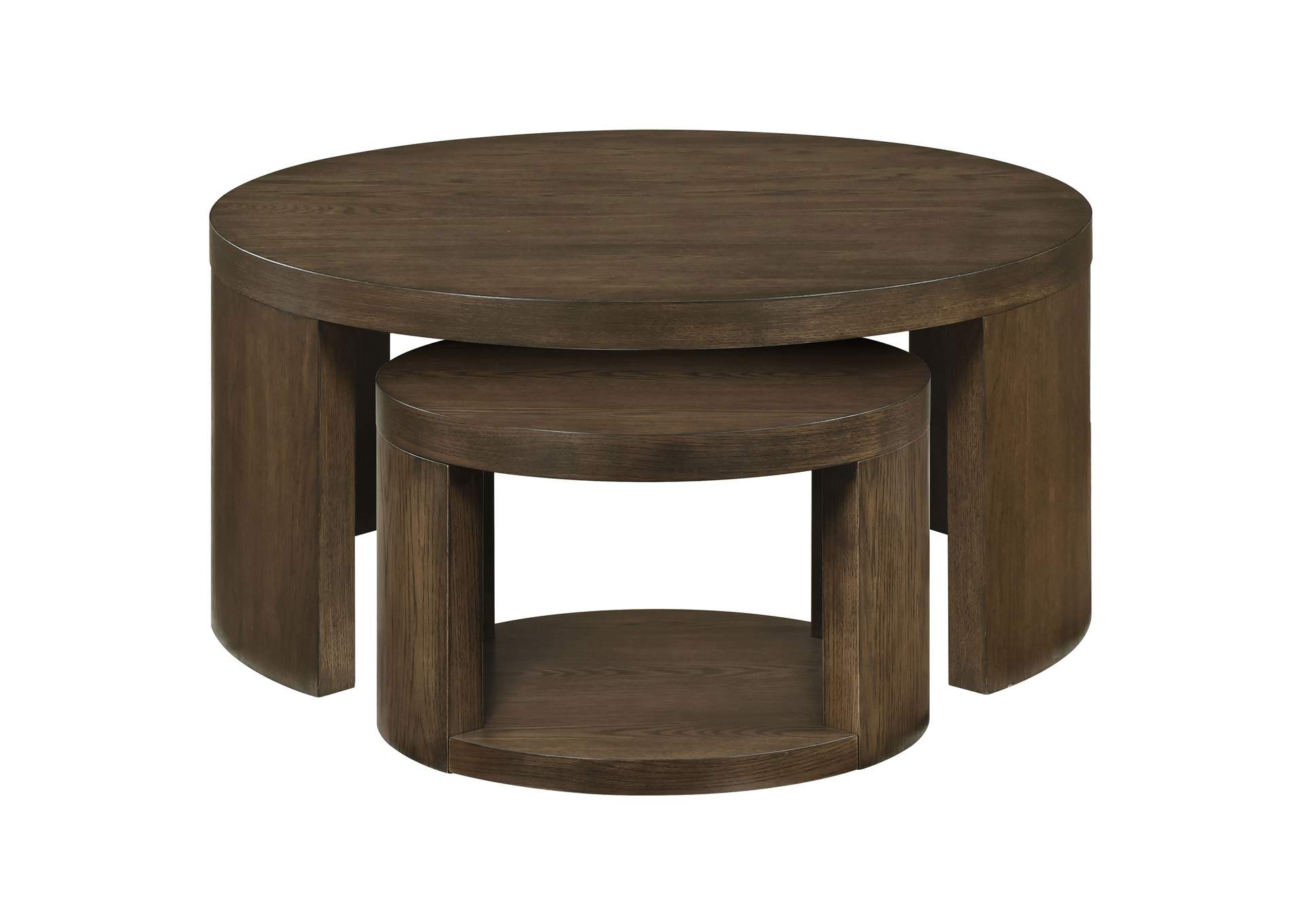 Sweeney 2-piece Round Wood Occasional Nesting Table Set Dark Walnut image 4
