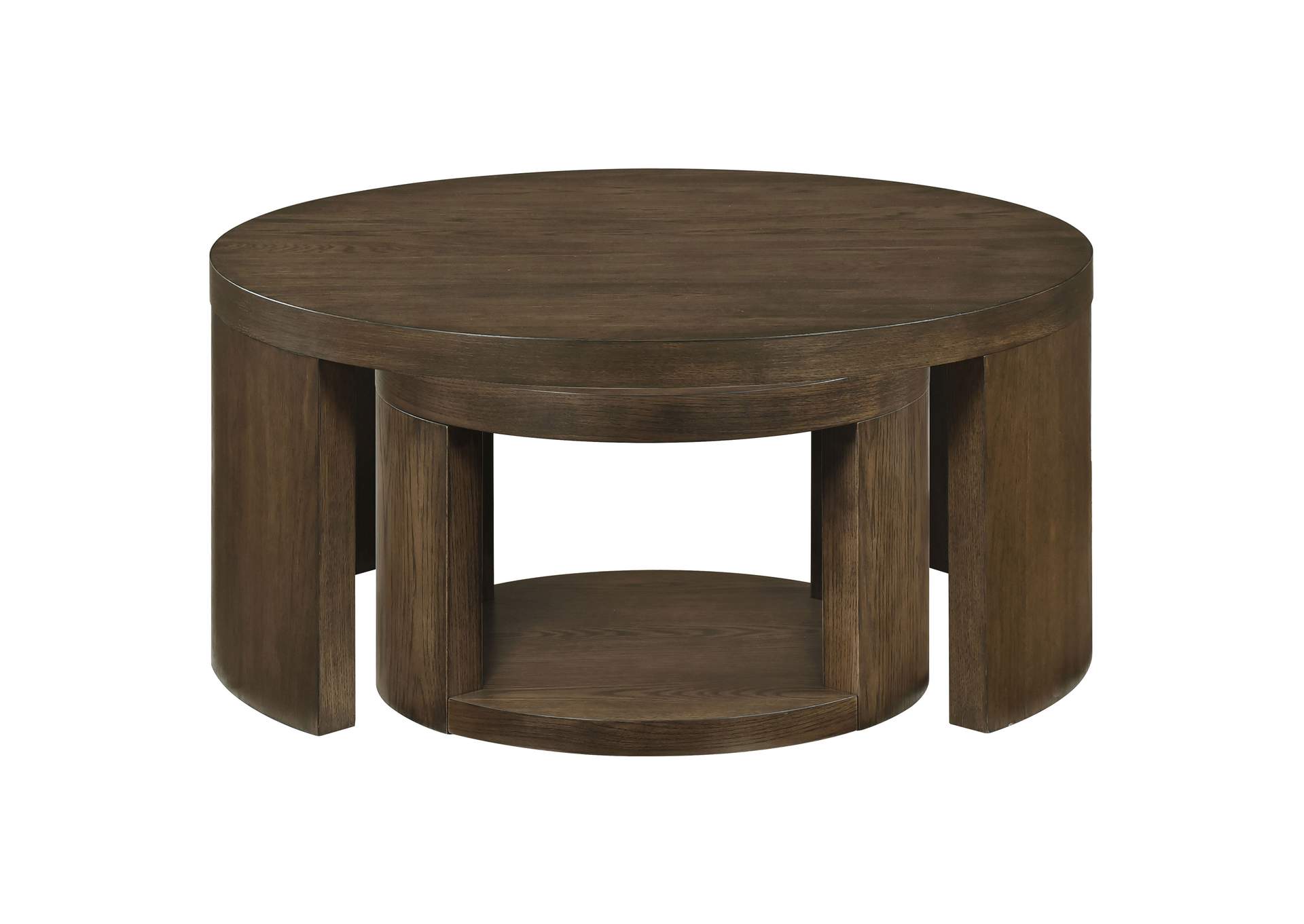 Sweeney 2-piece Round Wood Occasional Nesting Table Set Dark Walnut image 5