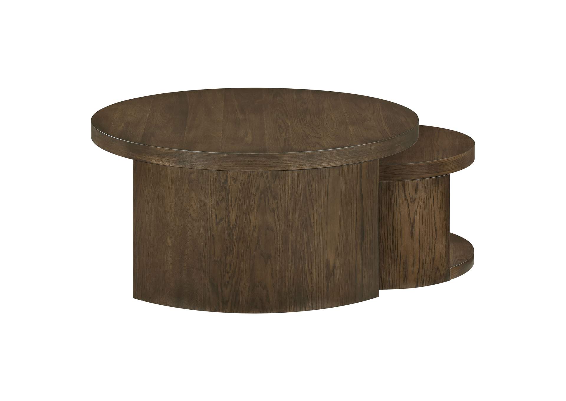 Sweeney 2-piece Round Wood Occasional Nesting Table Set Dark Walnut image 6