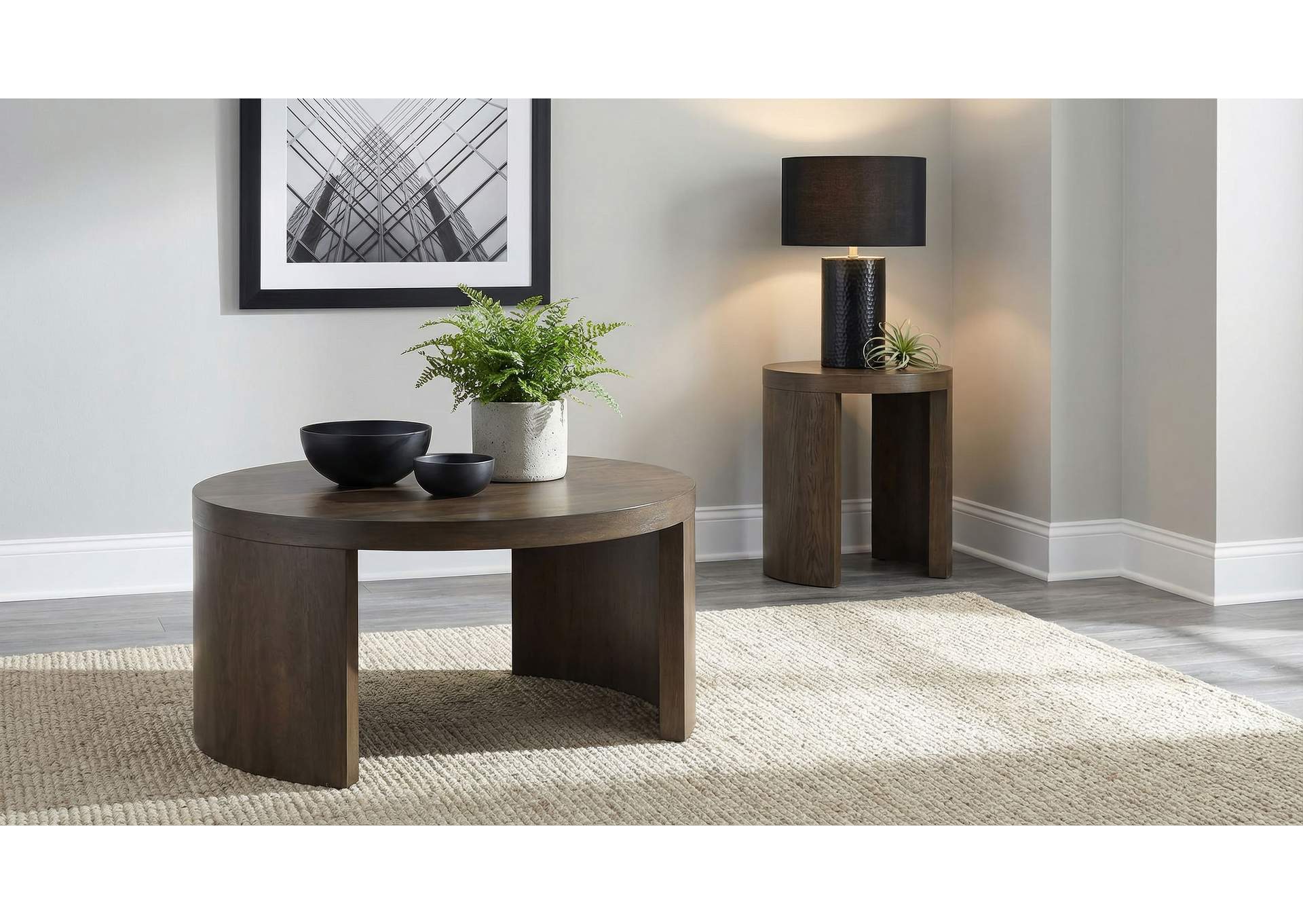 Sweeney 24-inch Round Wood Occasional Side End Table Dark Walnut image 8