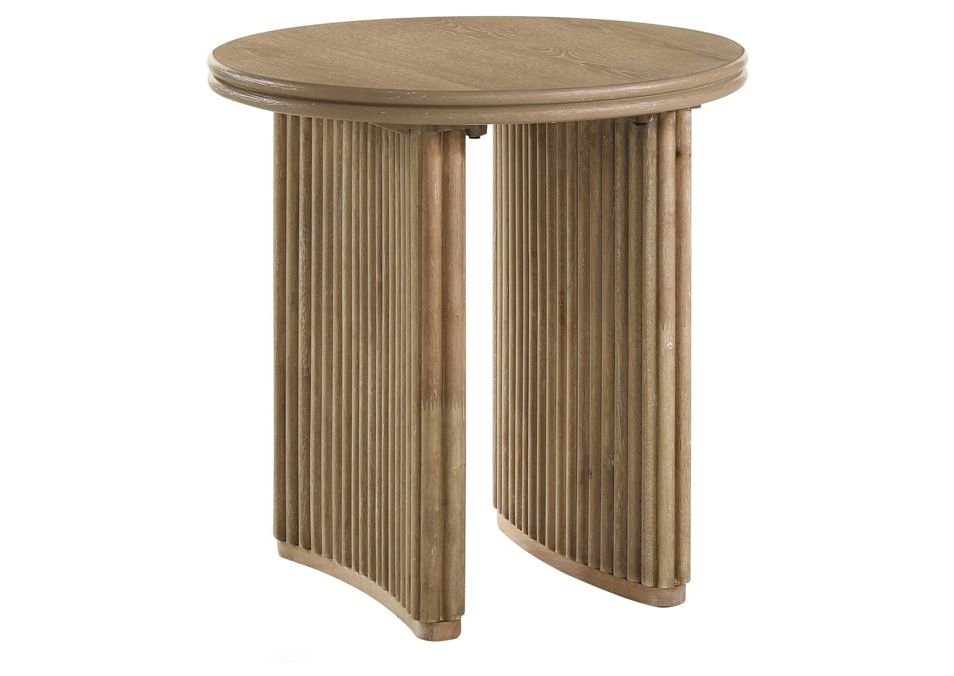 Adina 2-piece Round Coffee Table Set Distressed Light Brown image 4