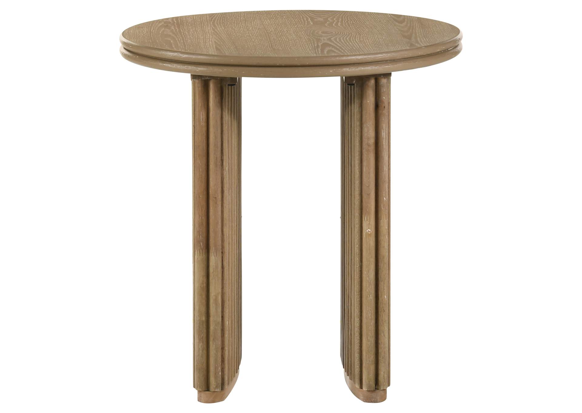 Adina 2-piece Round Coffee Table Set Distressed Light Brown image 5