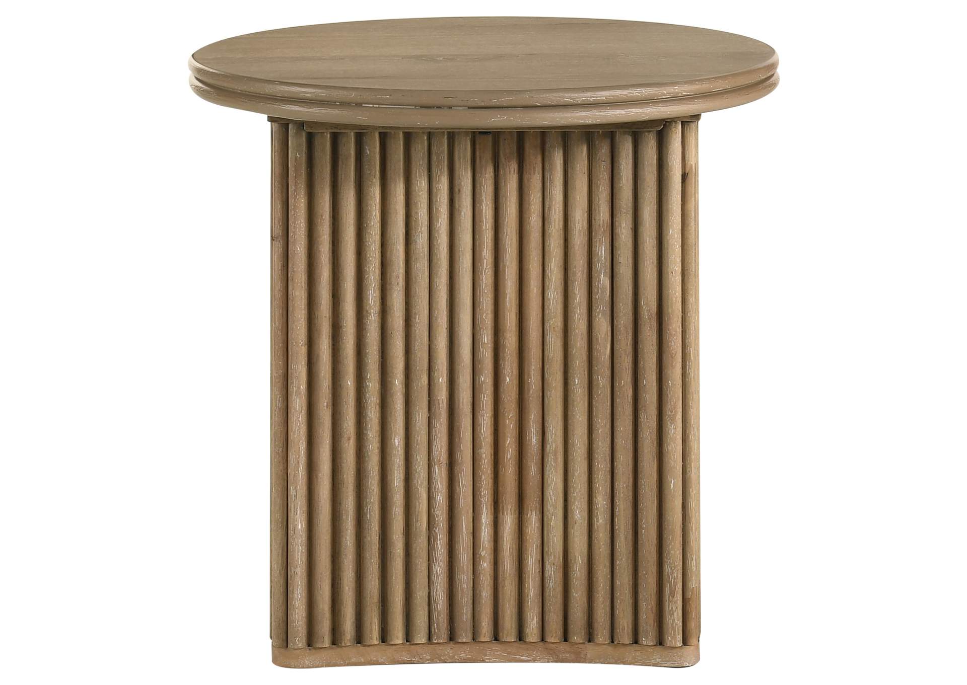 Adina 2-piece Round Coffee Table Set Distressed Light Brown image 6