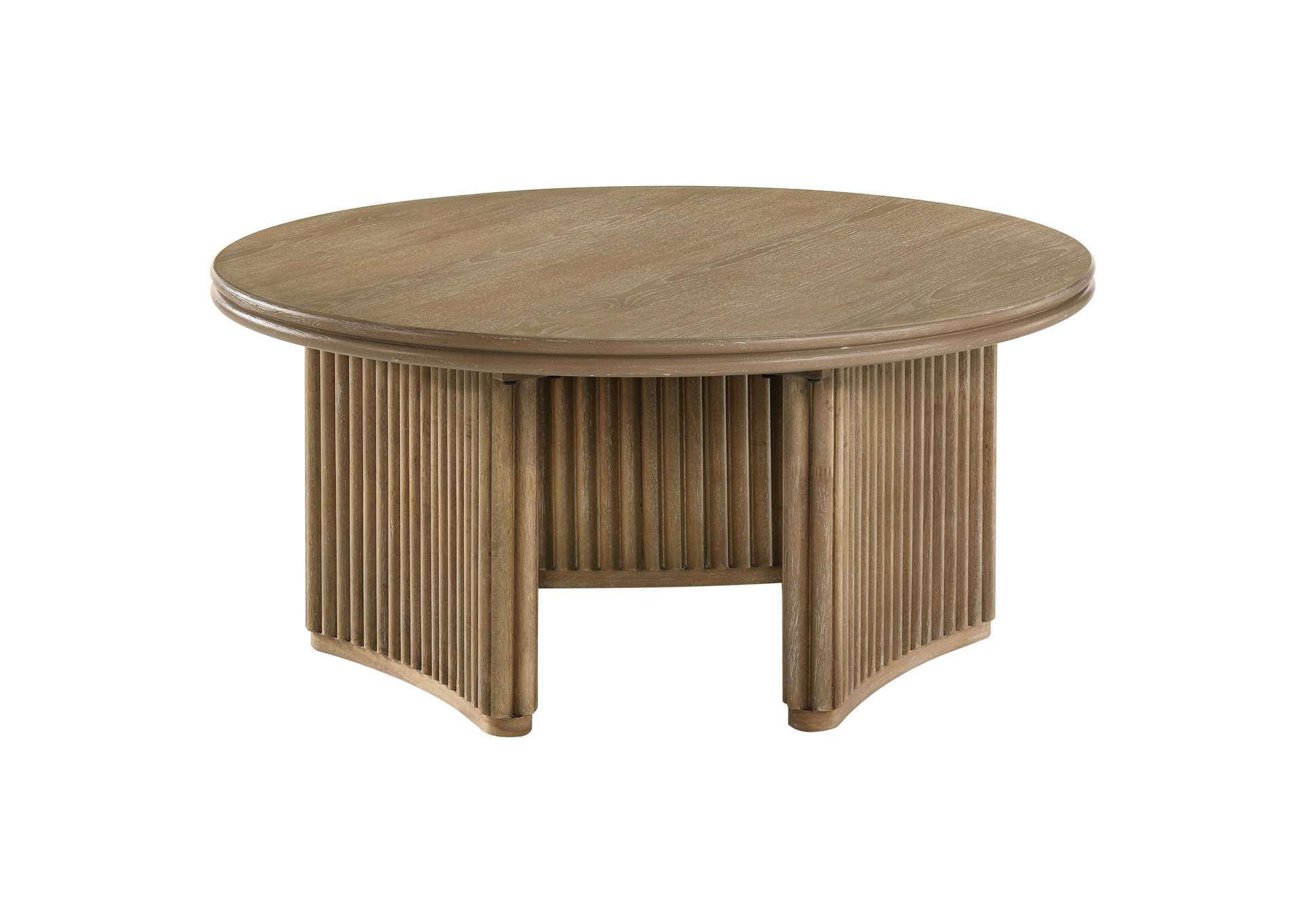 Adina 2-piece Round Coffee Table Set Distressed Light Brown image 9