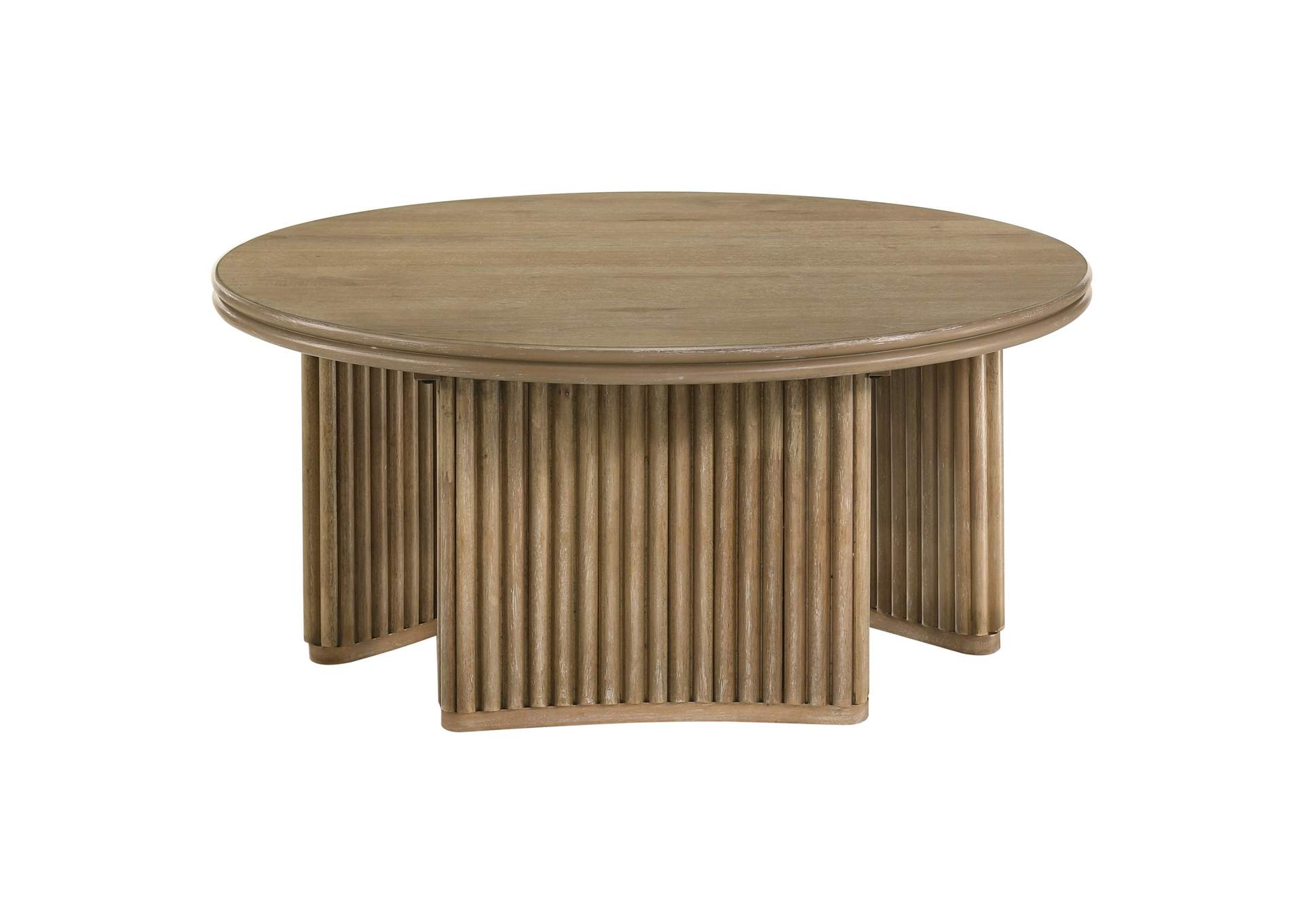 Adina 3-piece Round Coffee Table Set Distressed Light Brown image 10