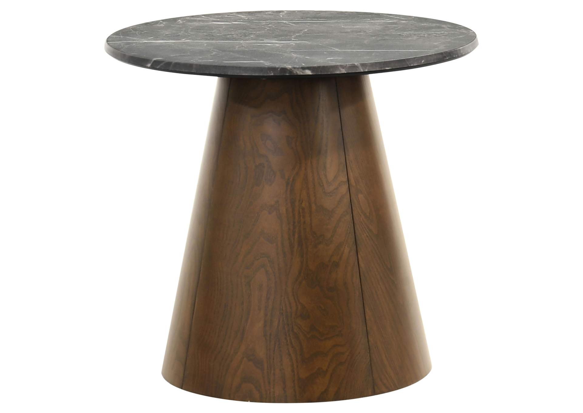 Franklin 2-piece Round Pedestal Coffee Table Set Grey and Dark Brown image 4