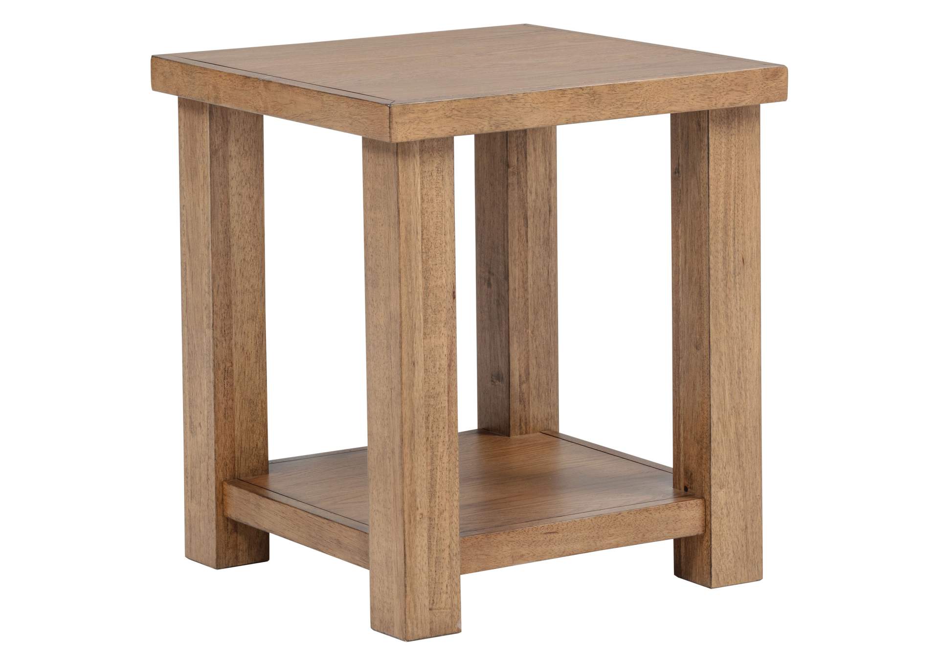 Beasley Square Wood End Side Table With Shelf Golden Oak image 1