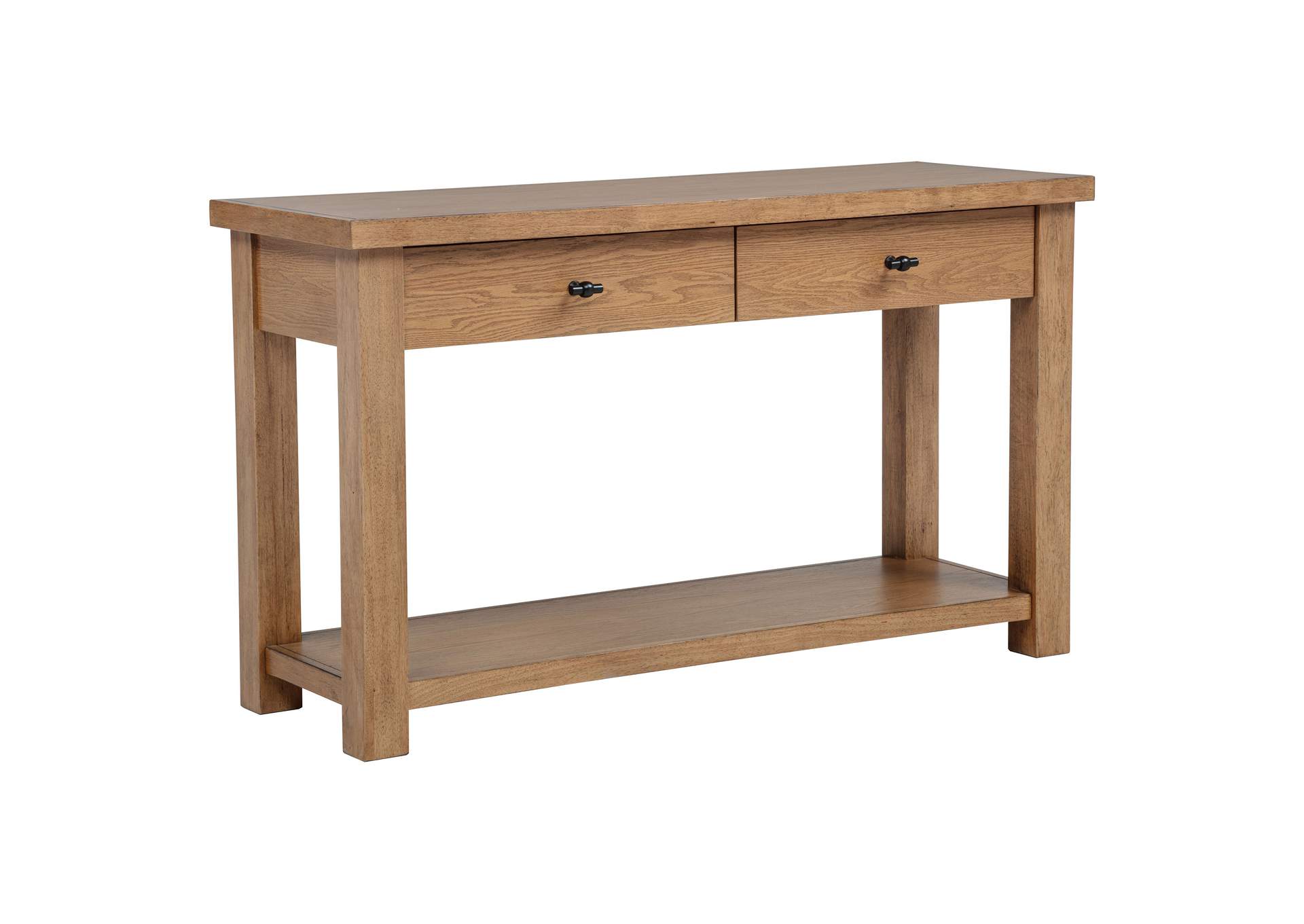 Beasley 2-Drawer Wood Console Table Golden Oak image 1