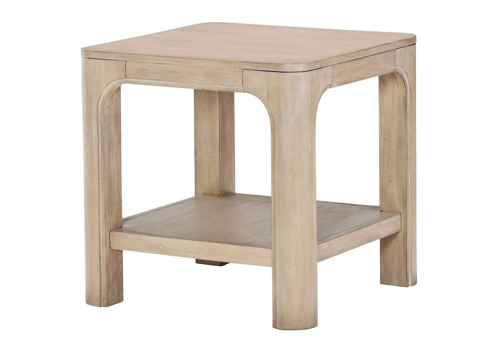 Solano Square Wood Side End Table with Shelf Weathered Mango image 5