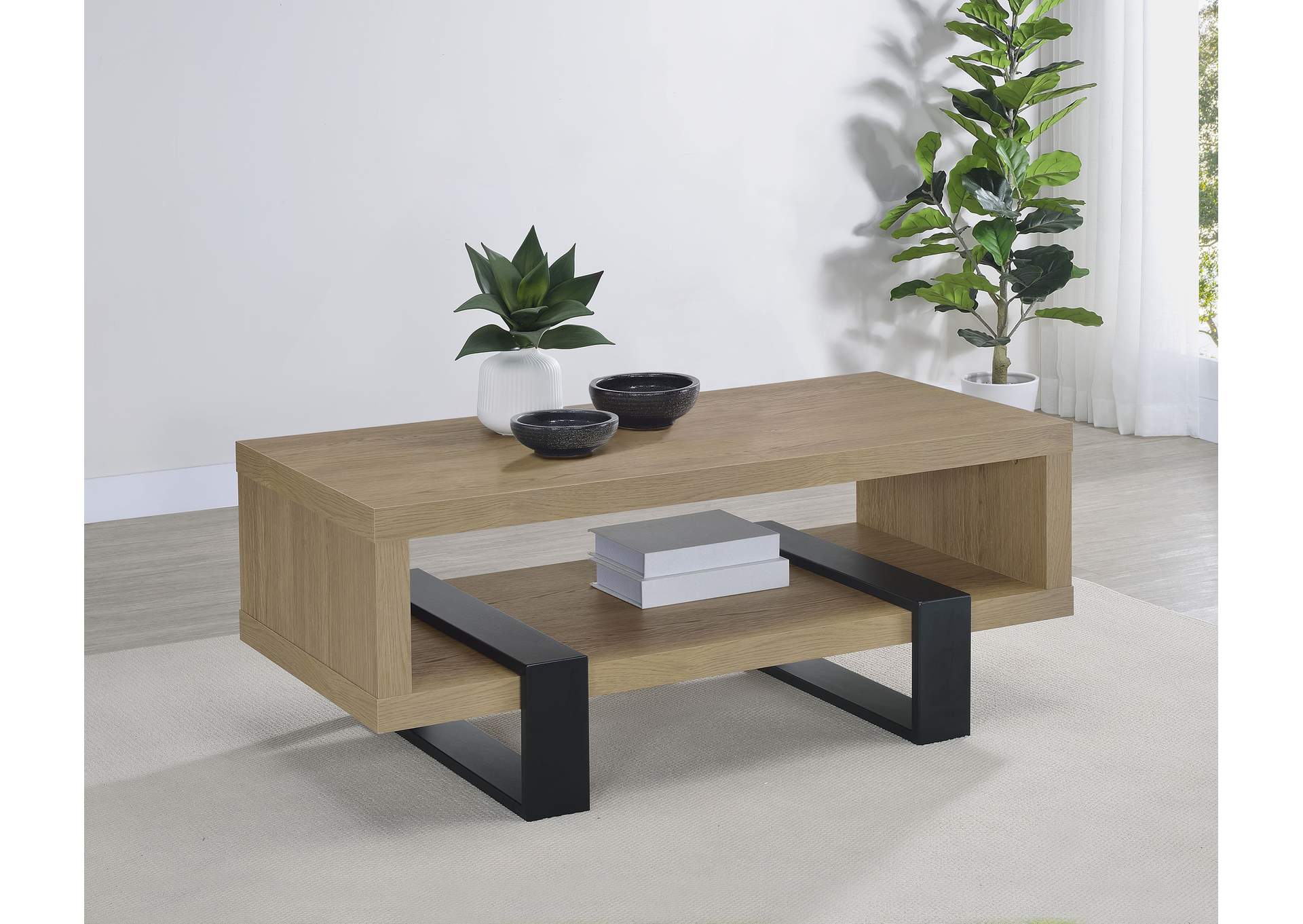 Dinard Engineered Wood Cocktail Coffee Table Latte image 3