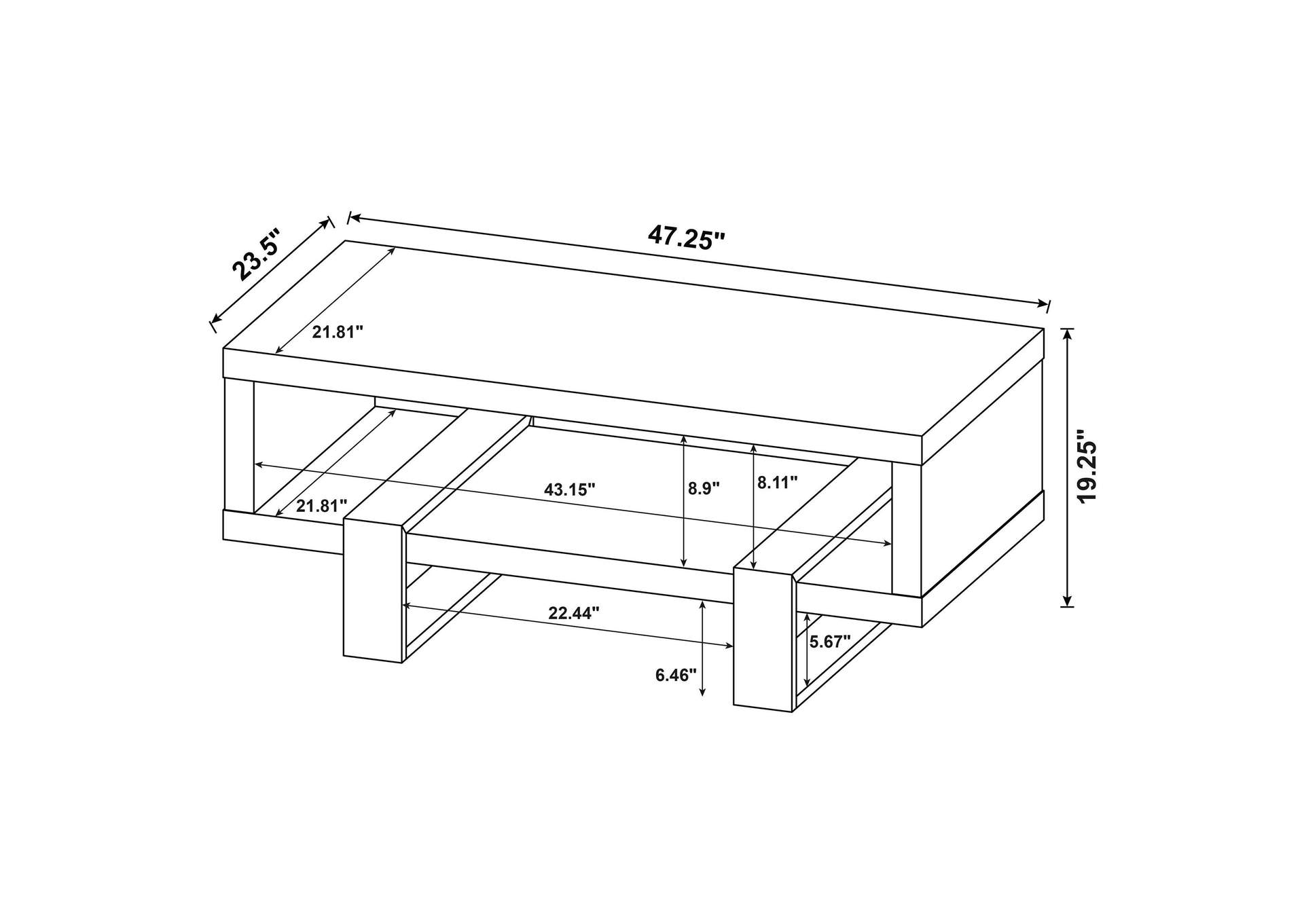Dinard Engineered Wood Cocktail Coffee Table Latte image 9