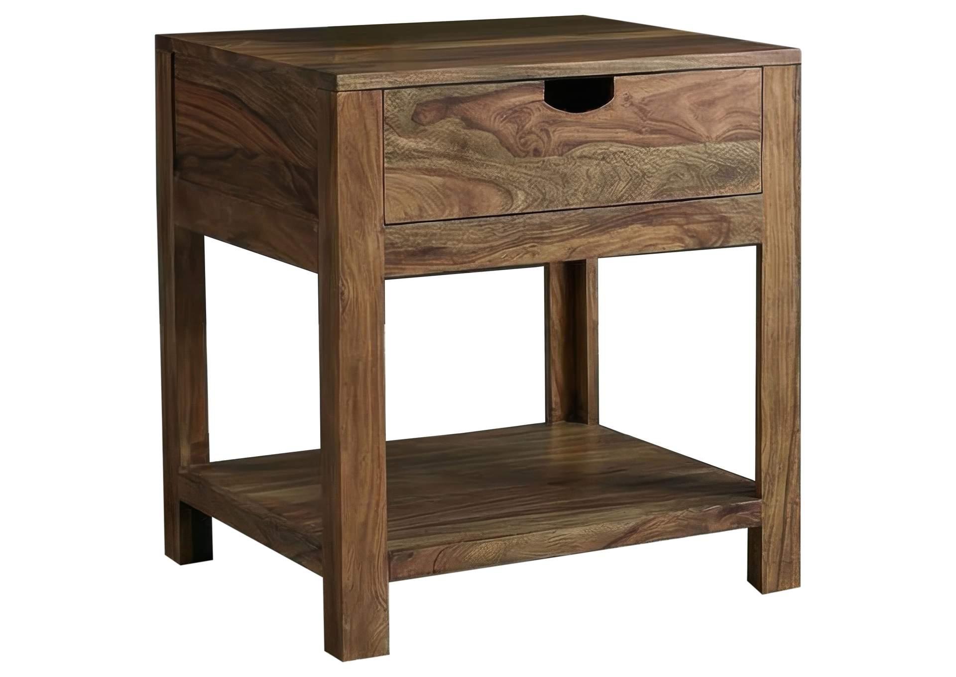 Esther 1-drawer Solid Wood Side End Table Natural Sheesham image 1