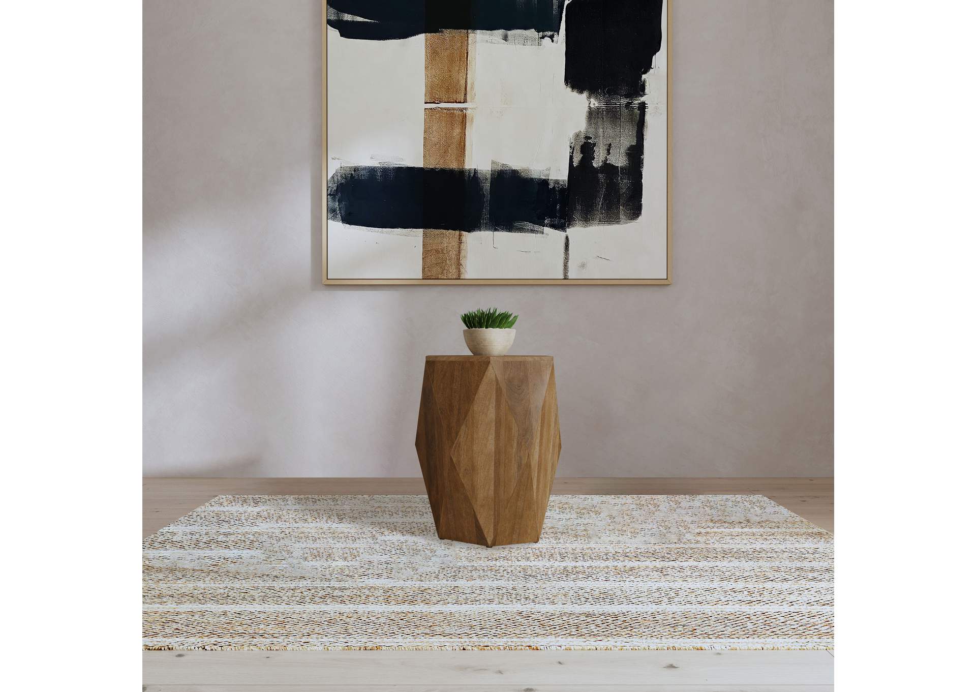 Zalika Hexagonal Solid Mango Wood End Table Natural