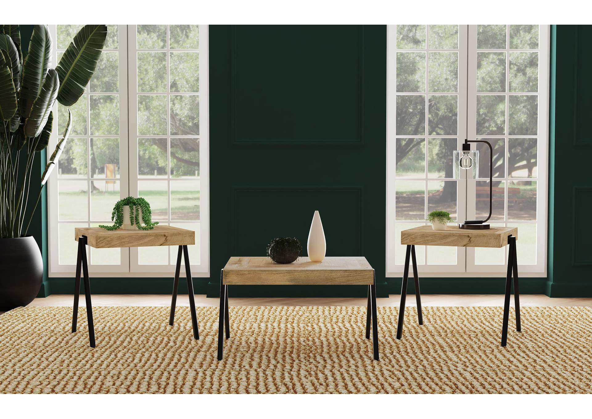 Avery 3-piece Solid Mango Coffee and End Table Set Natural