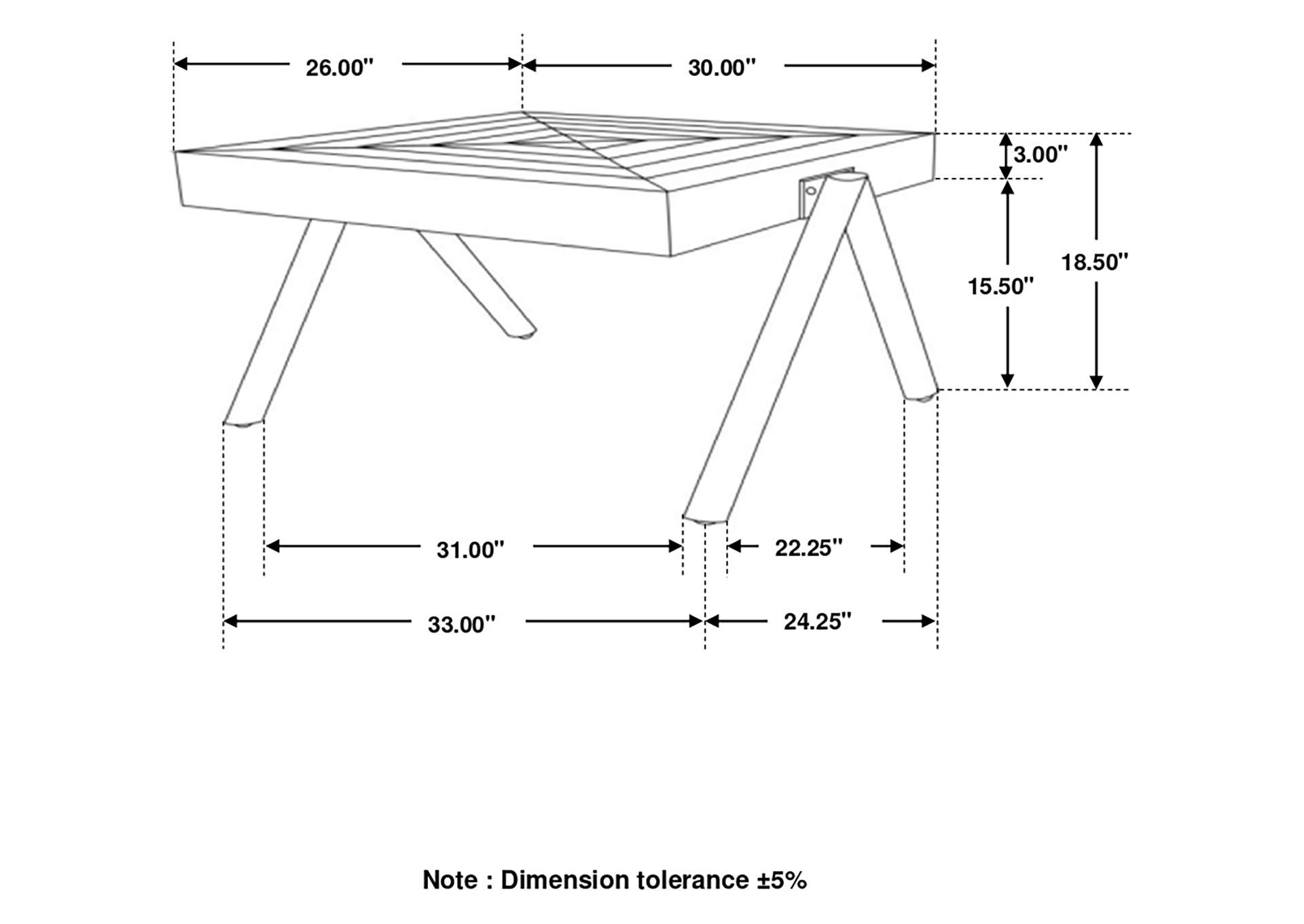 Avery Rectangular Coffee Table with Metal Legs Natural and Black