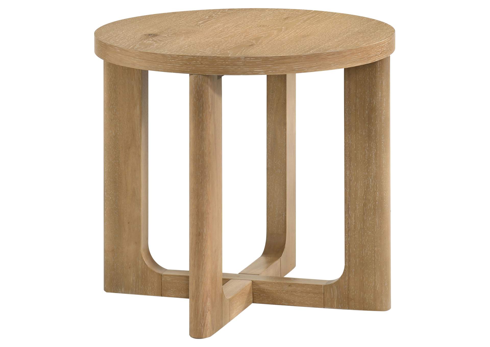 Kessler 3-piece Round Sculptural Wood Coffee Table Set Light Oak image 4