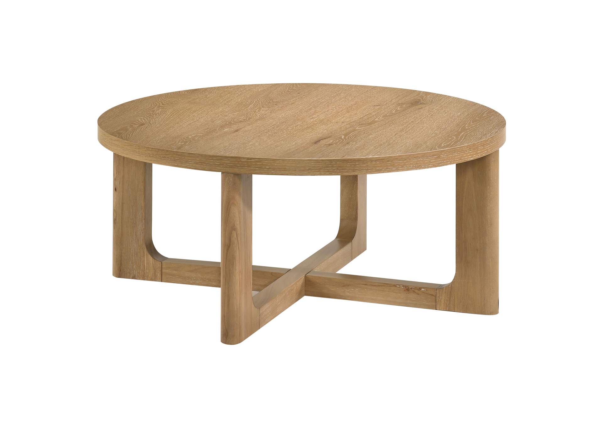 Kessler Round Sculptural Wood Coffee Table Light Oak image 1