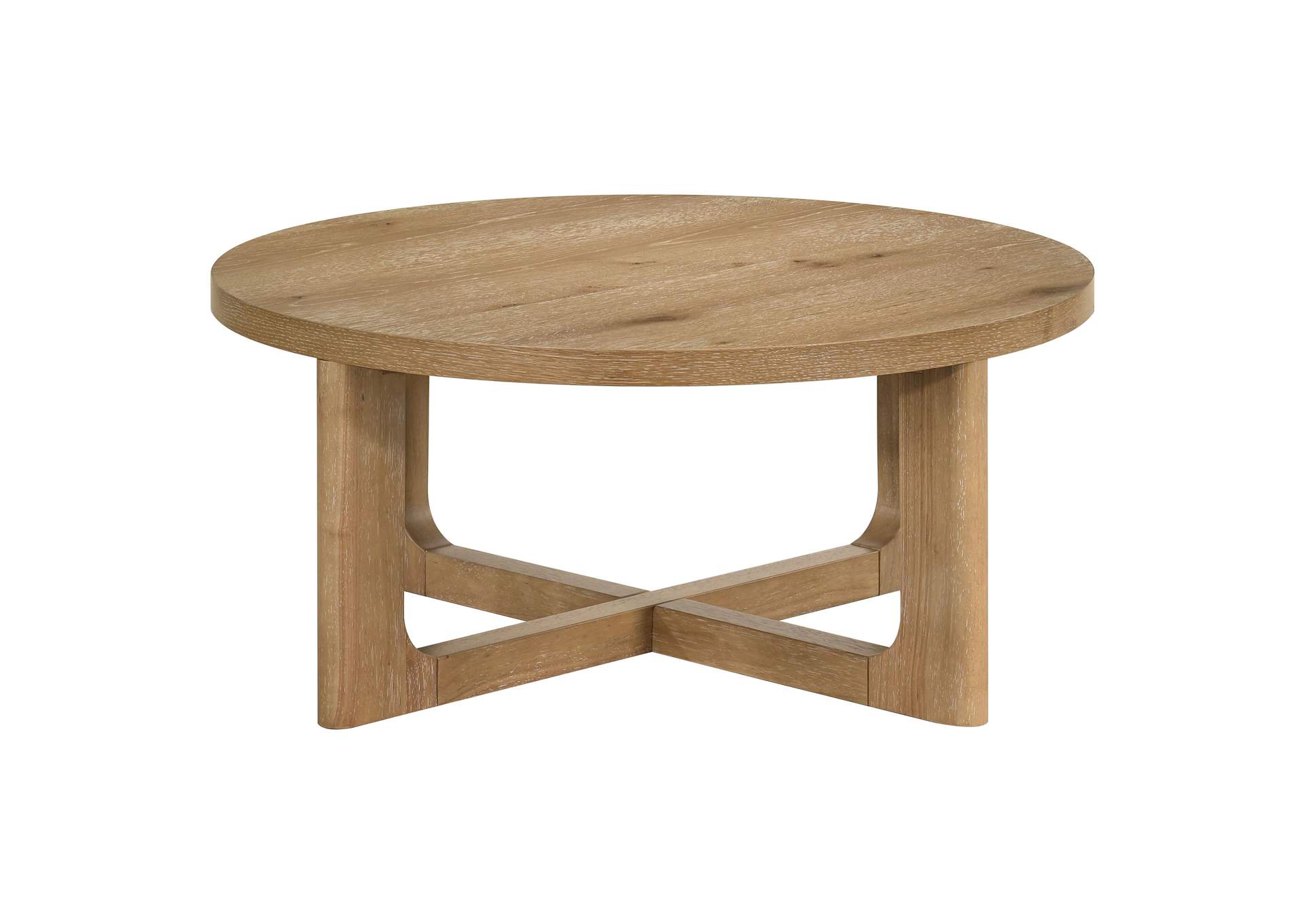 Kessler Round Sculptural Wood Coffee Table Light Oak image 4