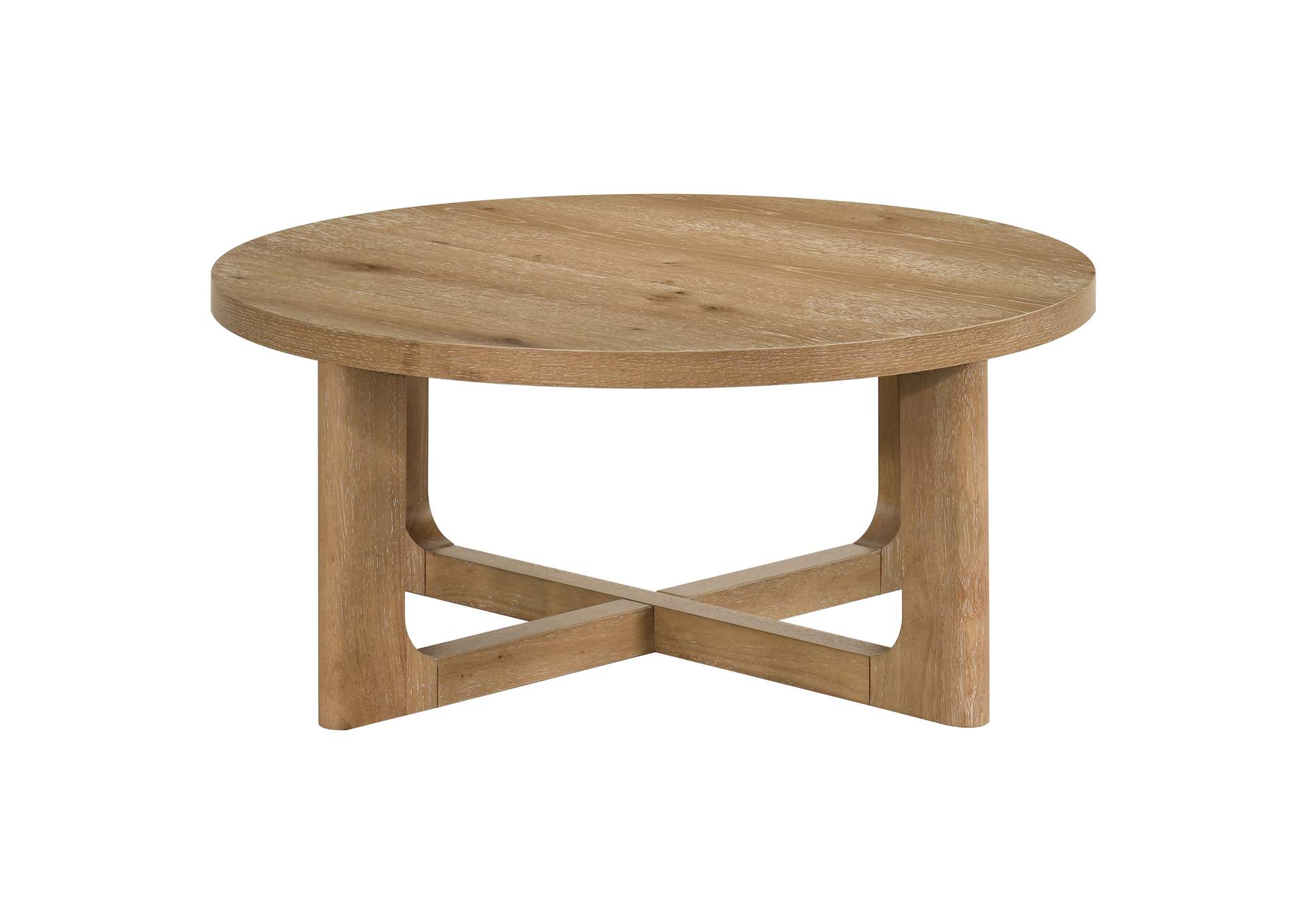 Kessler Round Sculptural Wood Coffee Table Light Oak image 5