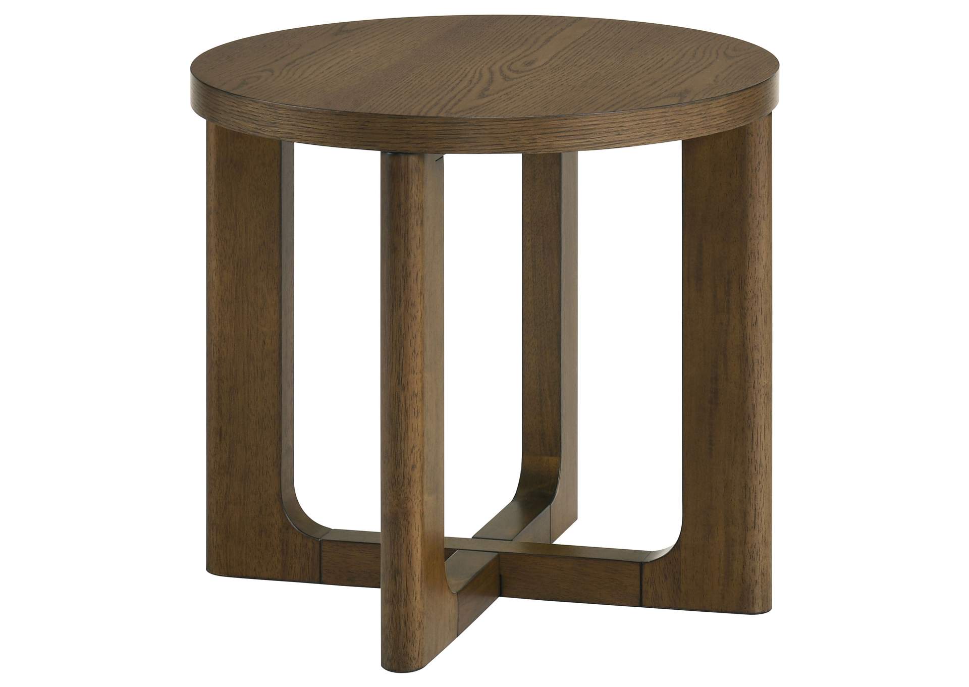 Kessler Round Sculptural Wood End Table Brown image 1