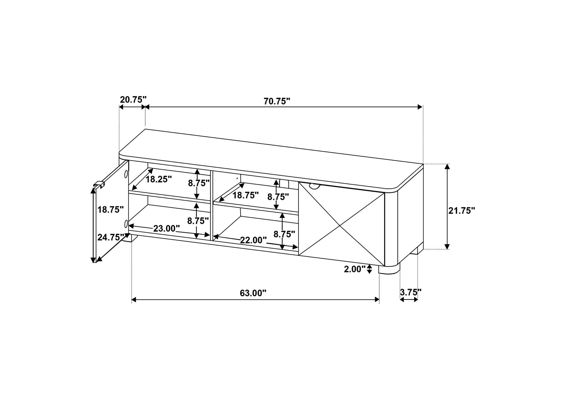 Marcelo 71-inch TV Stand Media Console Light Elm image 15