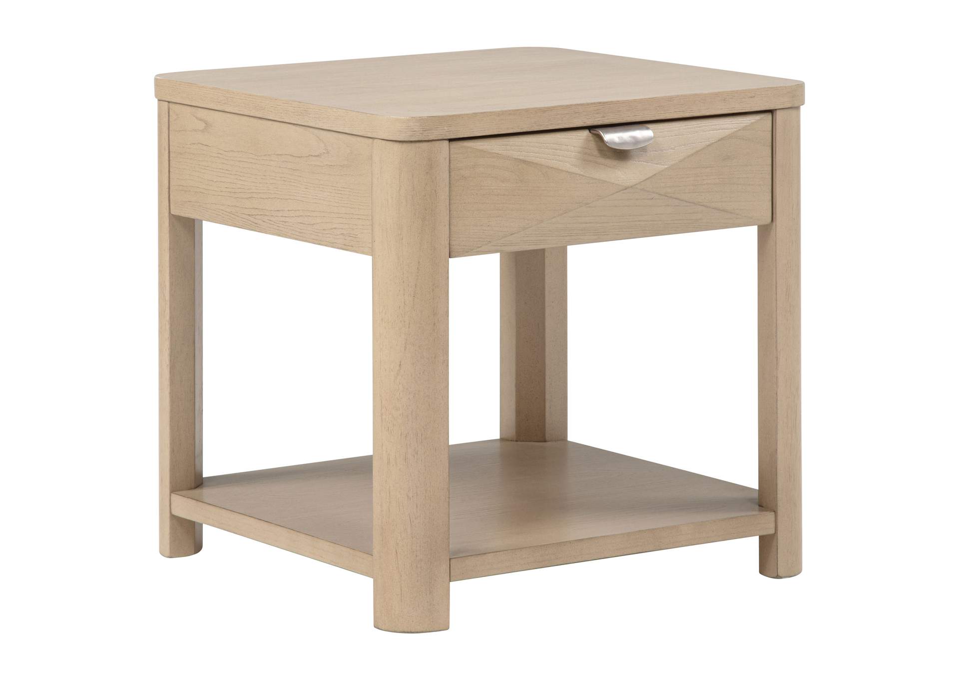 Marcelo Wood End Table with Drawer and Shelf Light Elm image 1