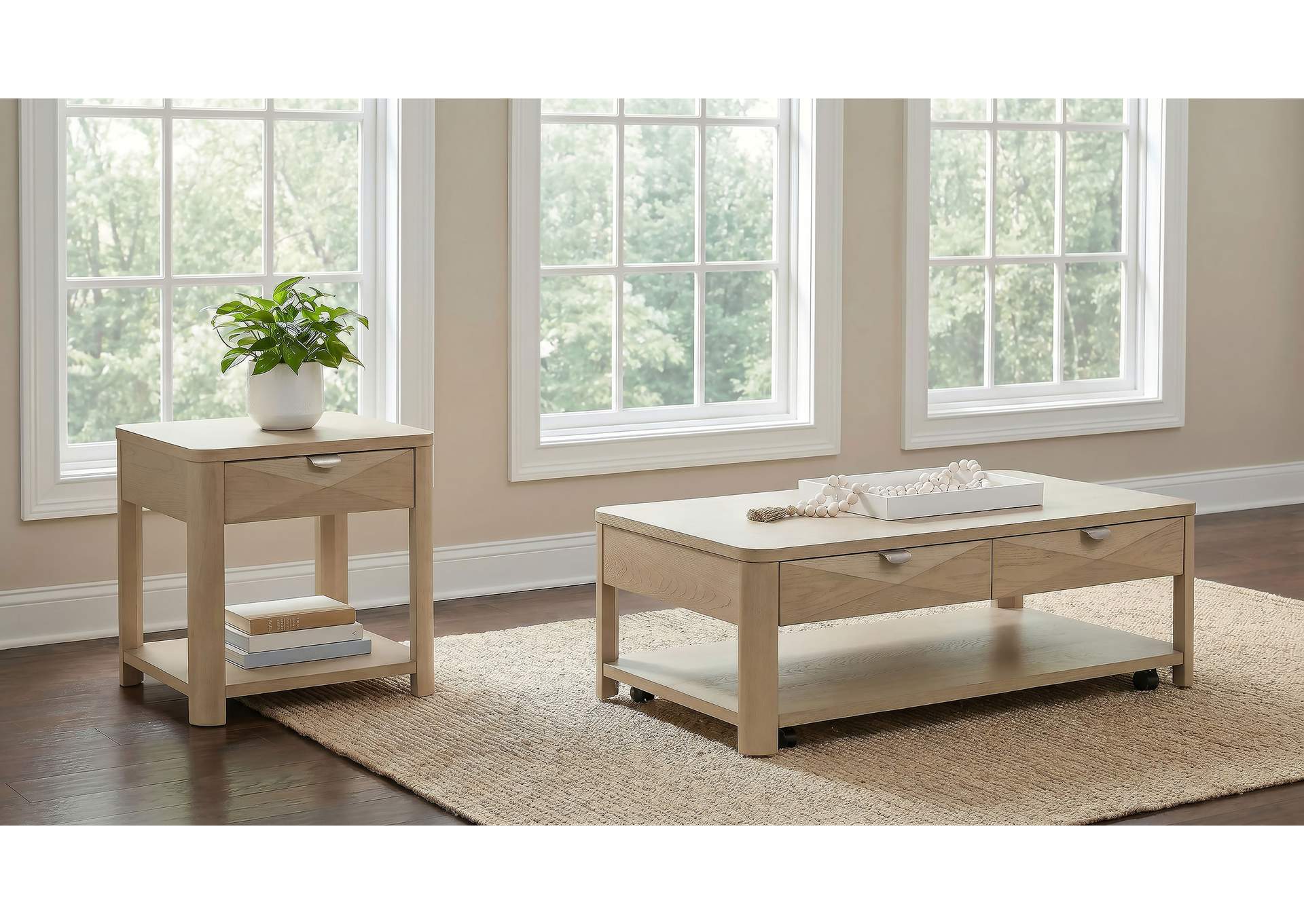 Marcelo 2-piece Coffee Table Set with Storage Light Elm image 1