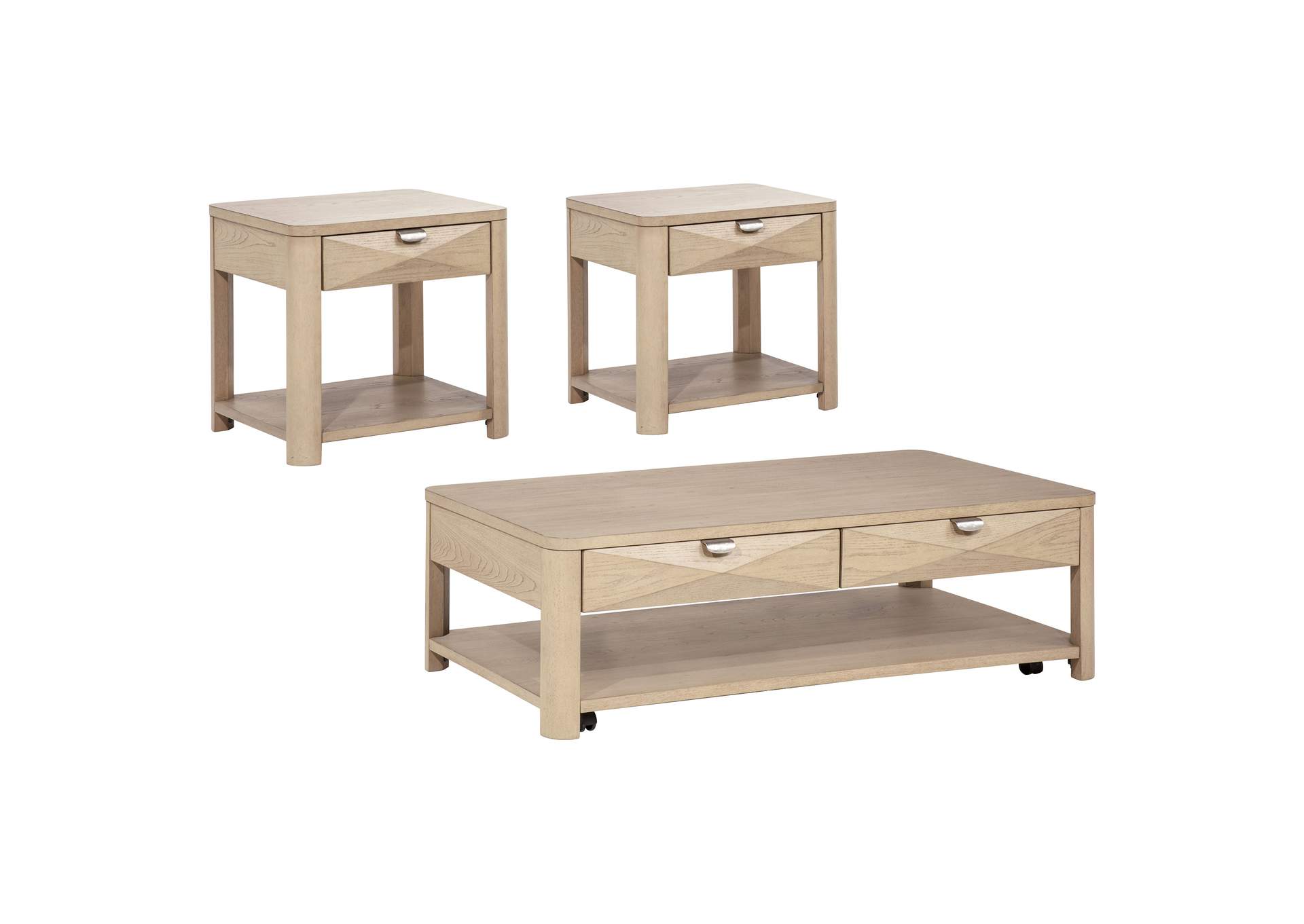 Marcelo 3-piece Coffee Table Set with Storage Light Elm image 3