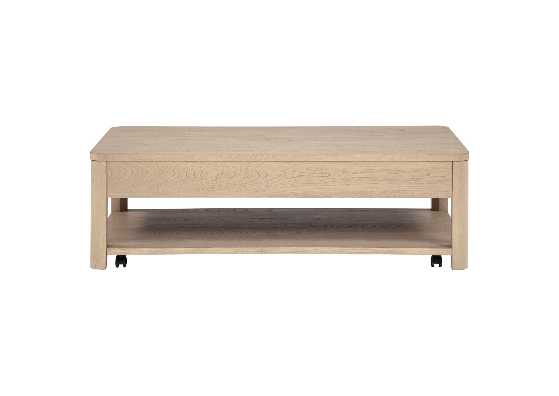 Marcelo Wood Coffee Table with 2 Drawers and Shelf Light Elm image 9