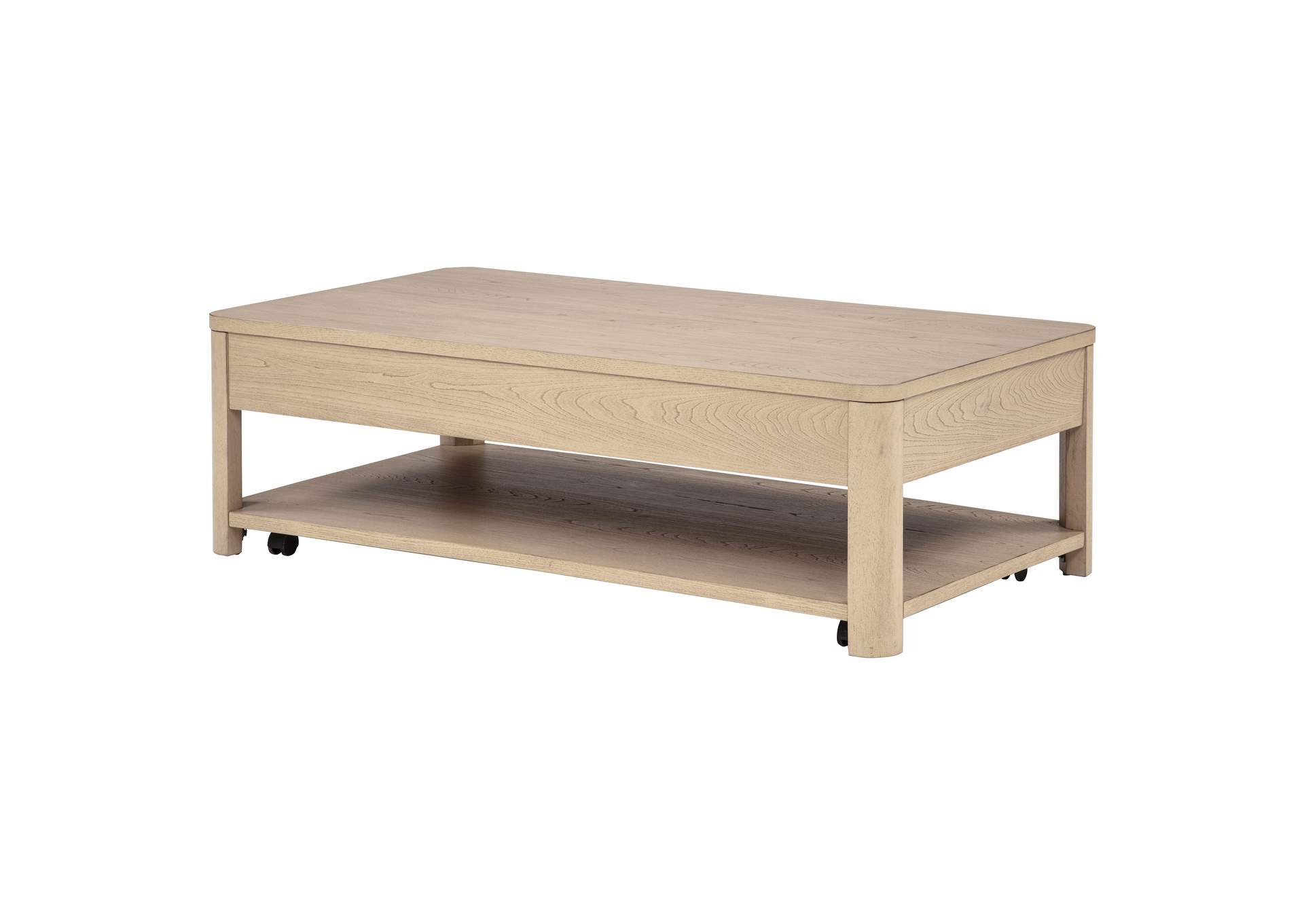 Marcelo Wood Coffee Table with 2 Drawers and Shelf Light Elm image 10