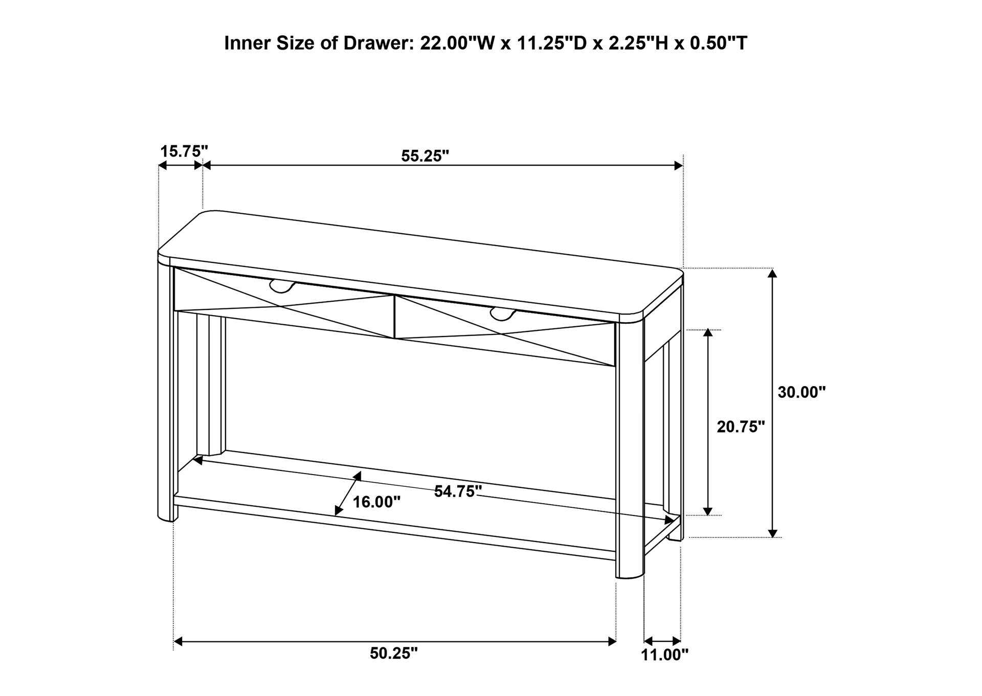 Marcelo Sofa Console Table with 2 Drawers and Shelf Light Elm image 15