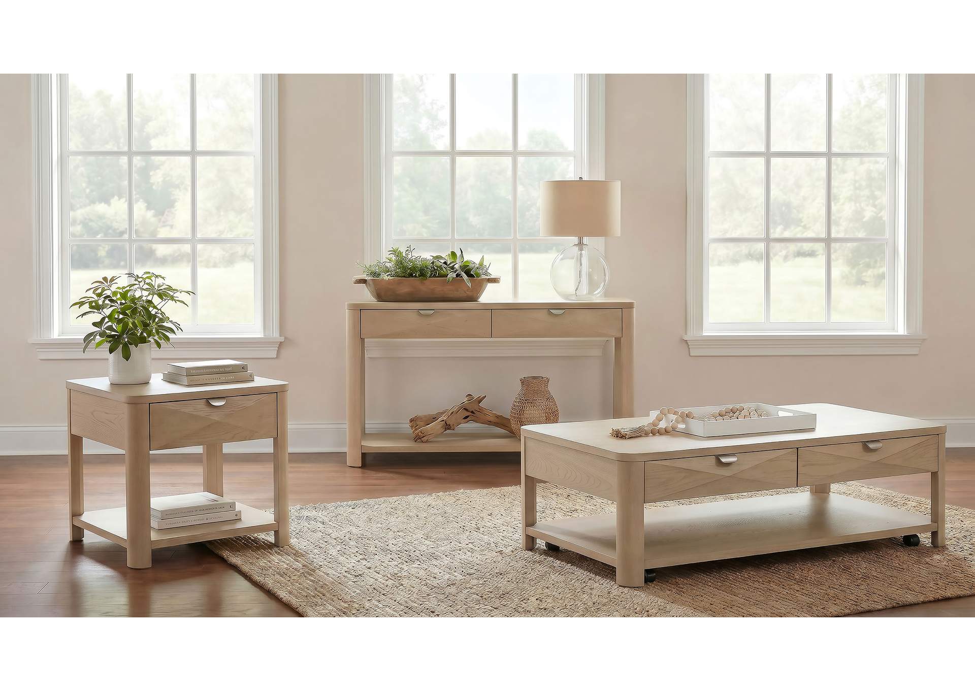 Marcelo Sofa Console Table with 2 Drawers and Shelf Light Elm image 16