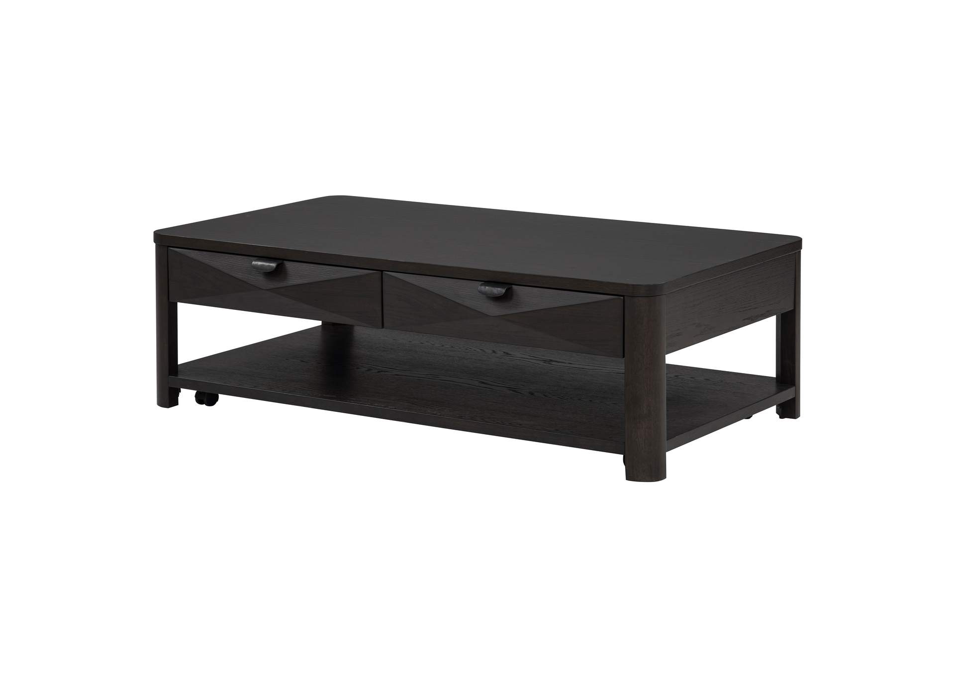 Marcelo Wood Coffee Table with 2 Drawers and Shelf Coffee image 6
