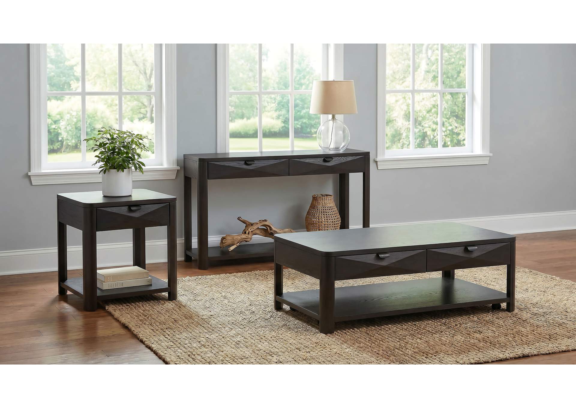 Marcelo Sofa Console Table with 2 Drawers and Shelf Coffee image 16