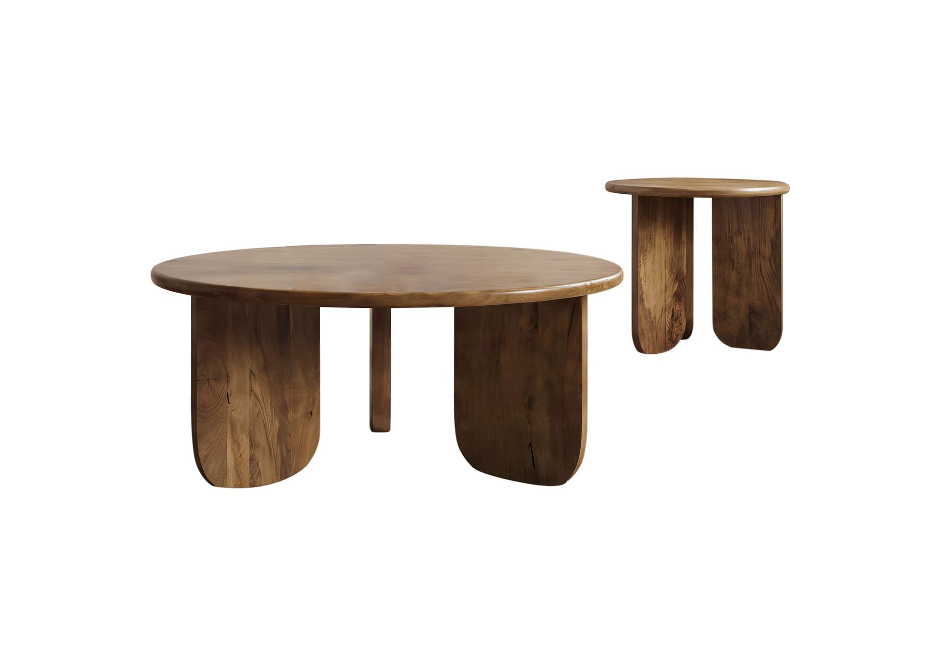 Dale 2-Piece Round Mango Wood Coffee and End Table Set Honey Mango image 1