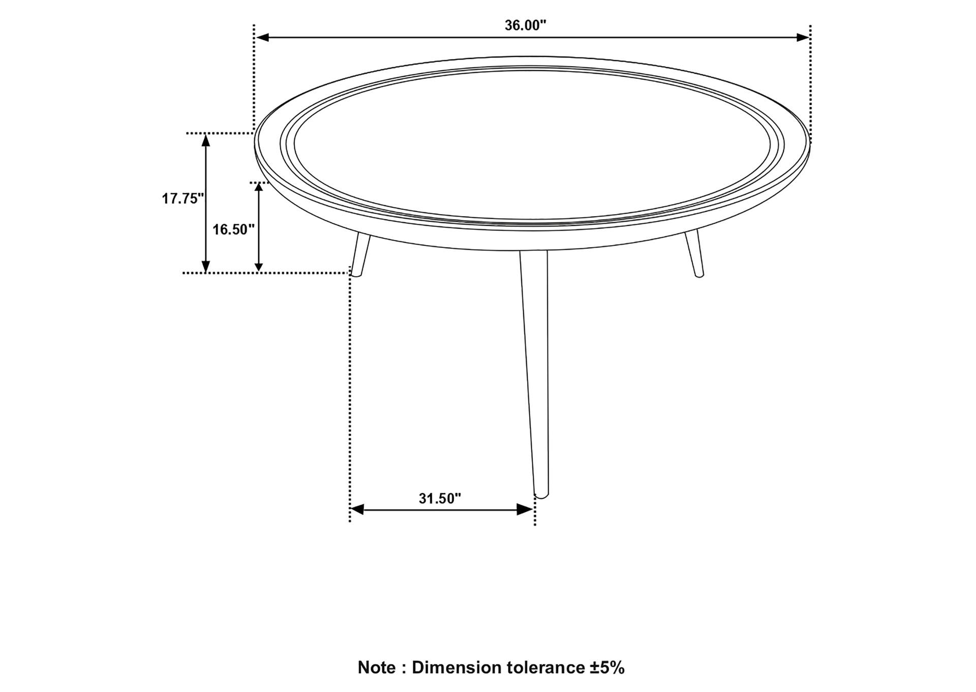 Zoe Round Coffee Table with Trio Legs Natural and Black