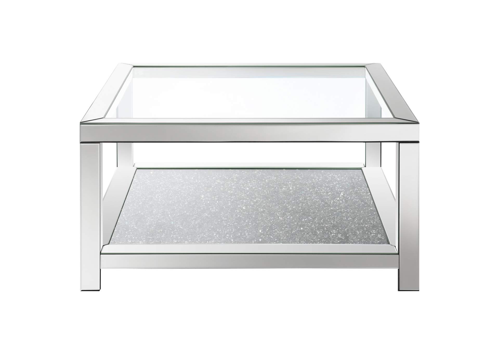 Valentina 2-piece Mirrored Coffee and End Table Set Silver