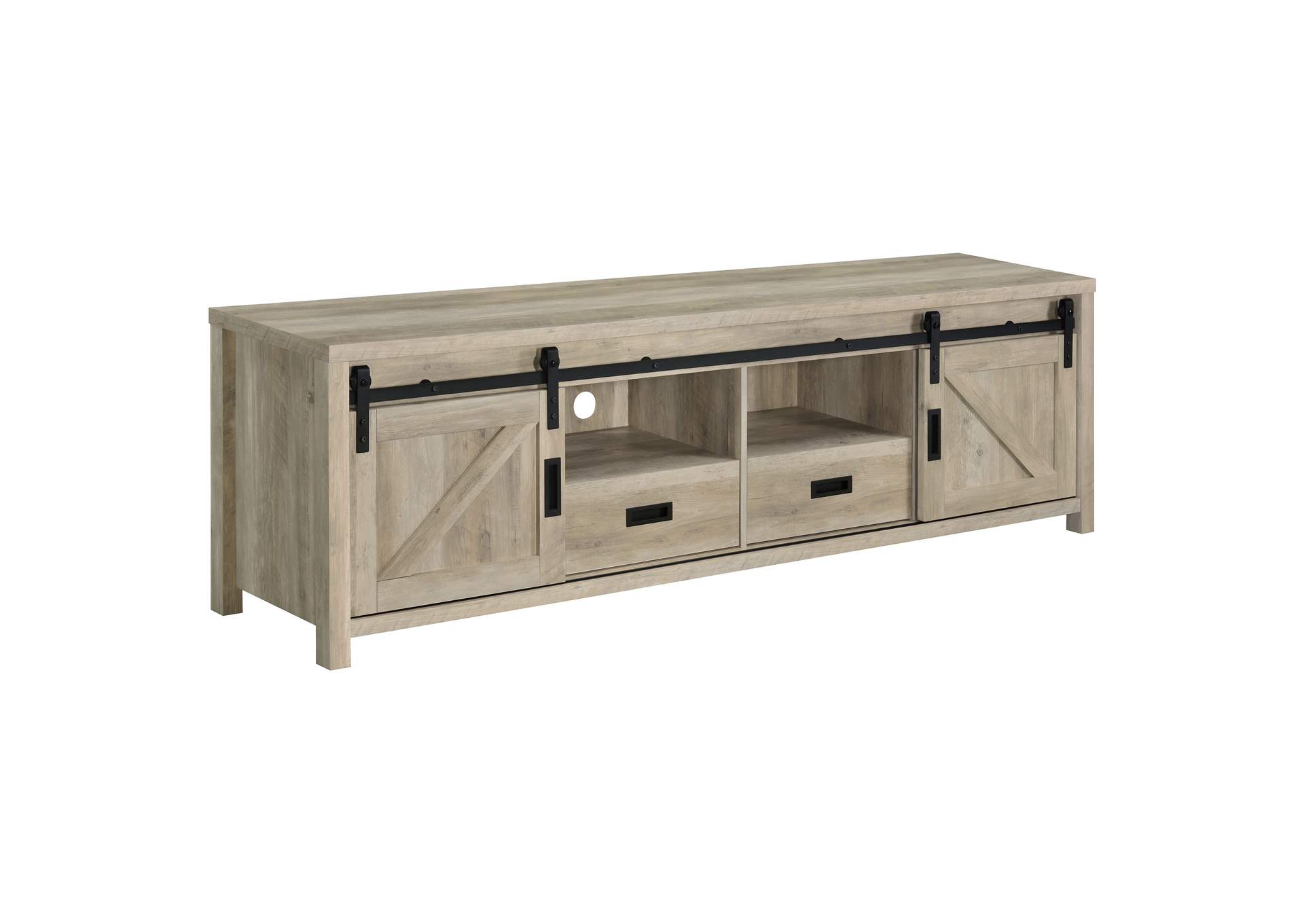 Madra 2-door Engineered Wood 79-inch TV Stand Distressed Pine