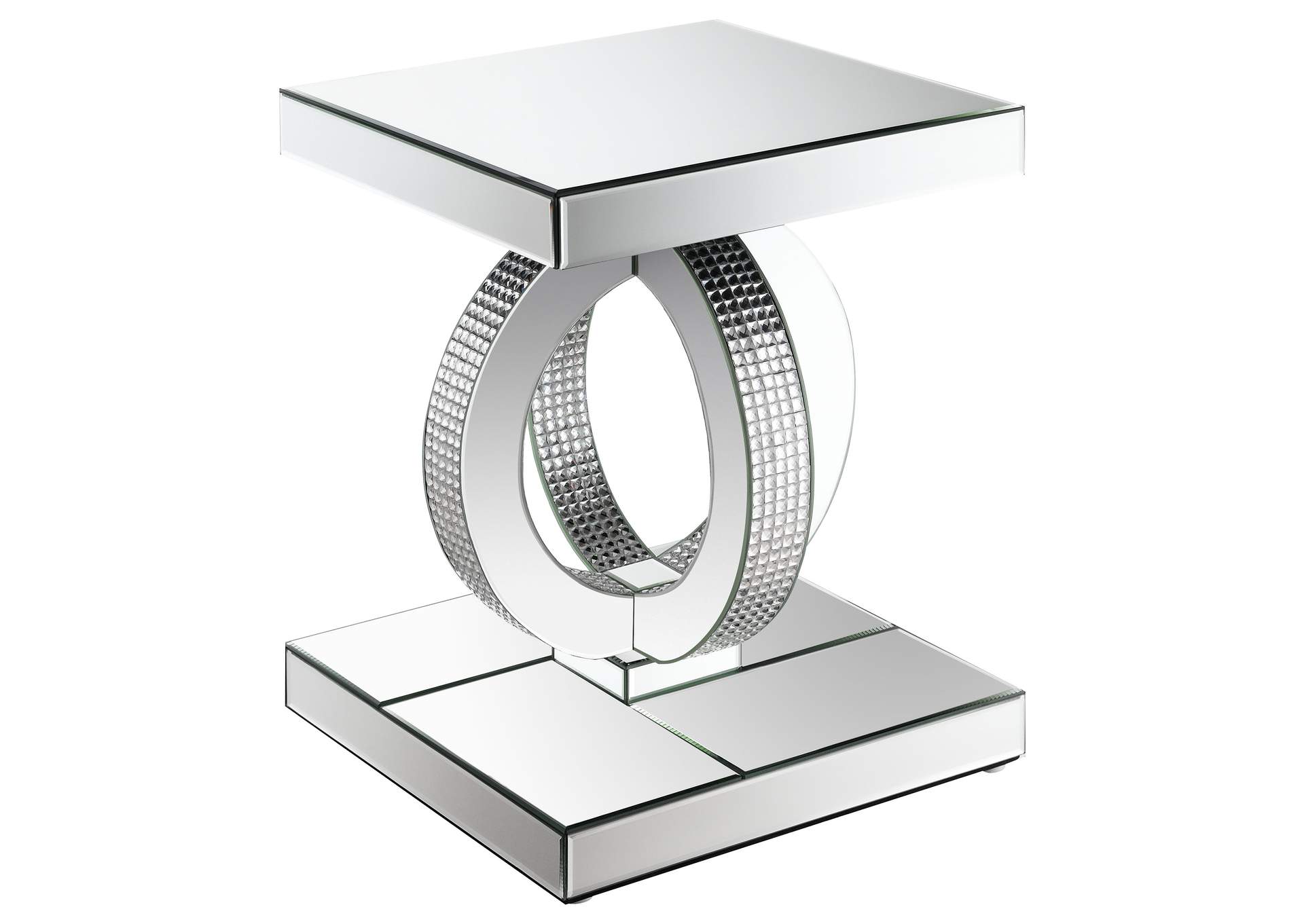 Breena Rectangular Mirrored Acrylic End Table Silver