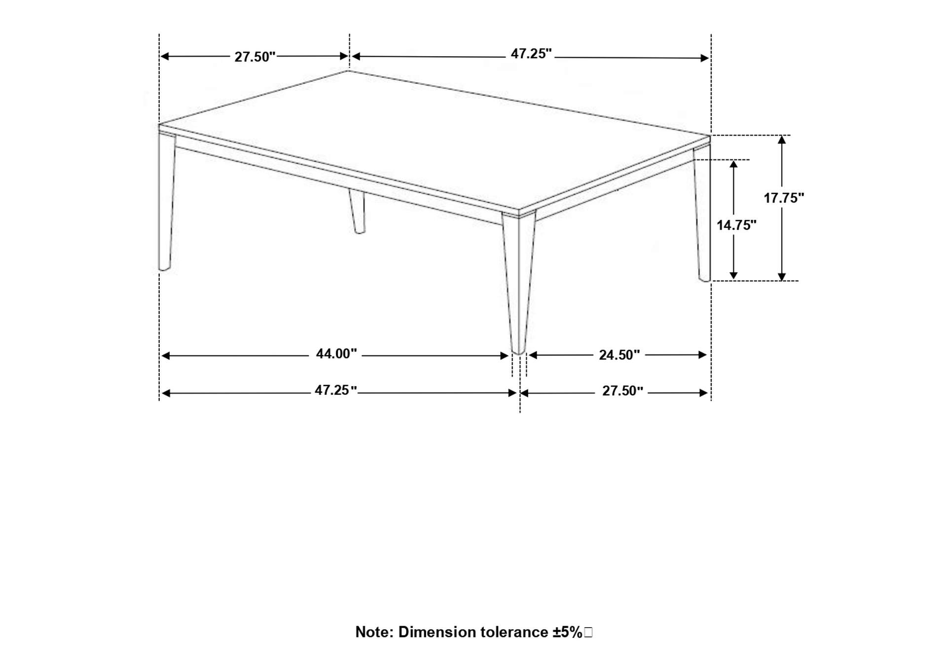 Rectangular Coffee Table Faux Grey Marble and Black