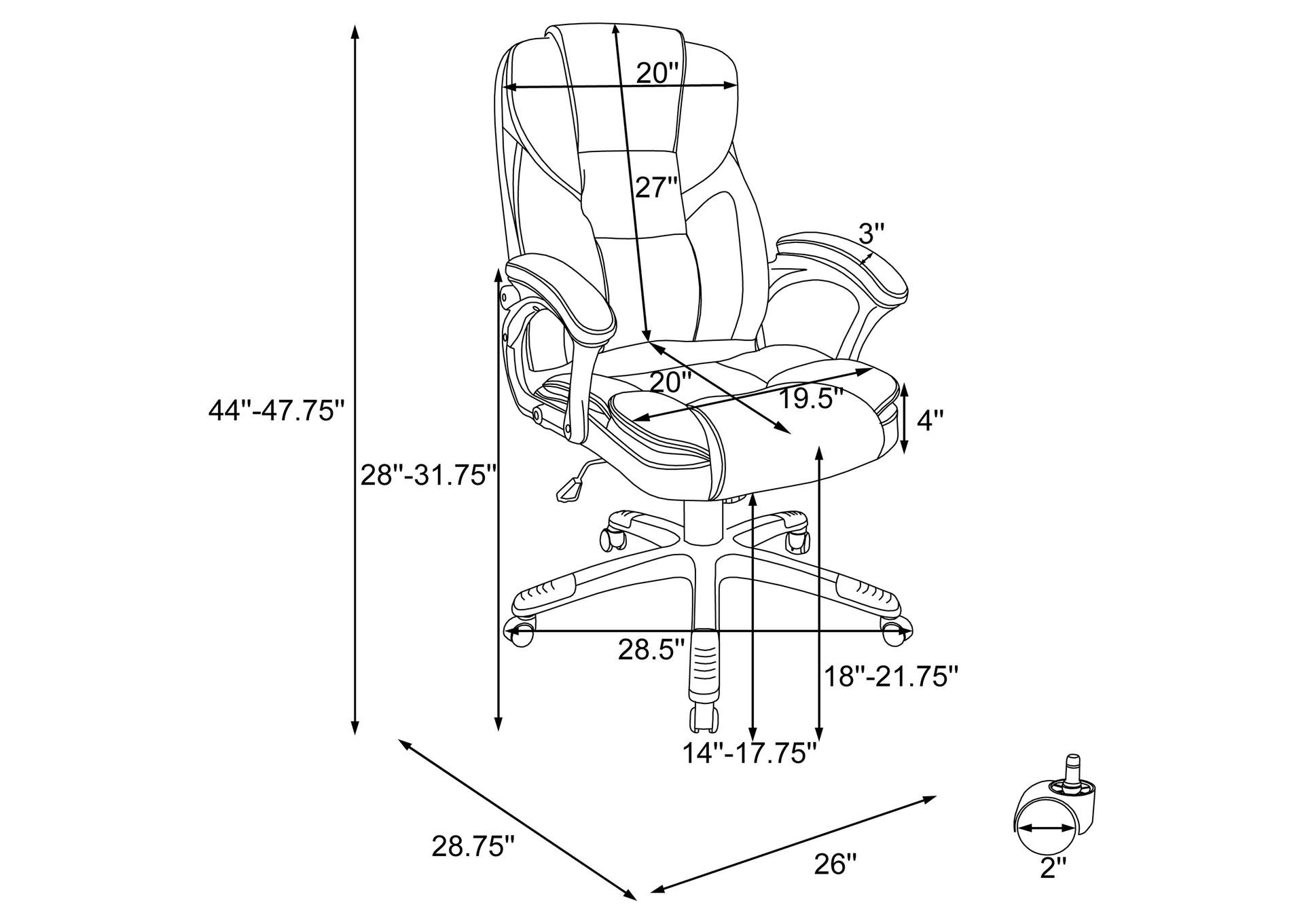 Kaffir Adjustable Height Office Chair Dark Brown and Silver