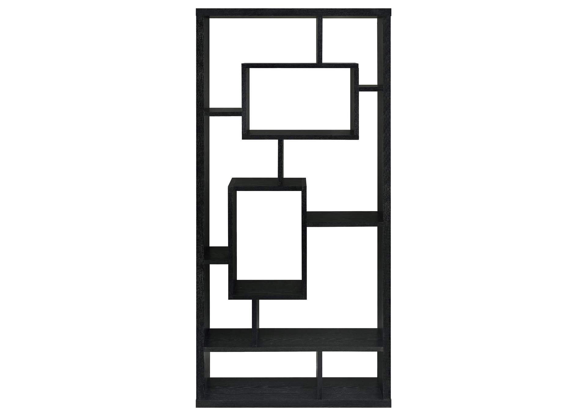Linbrook 10-shelf Bookcase Black Oak