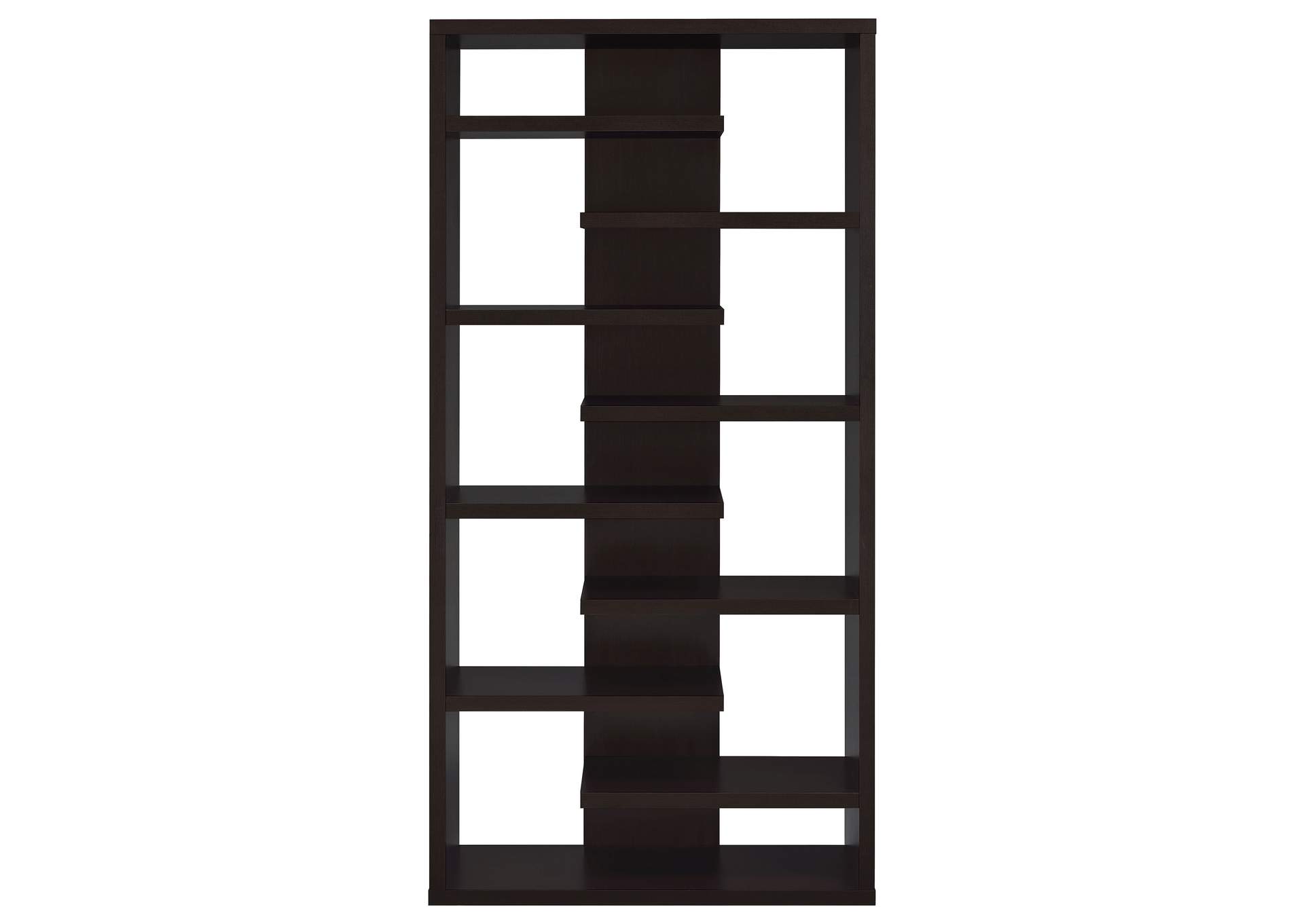Altmark Bookcase with Staggered Floating Shelves Cappuccino