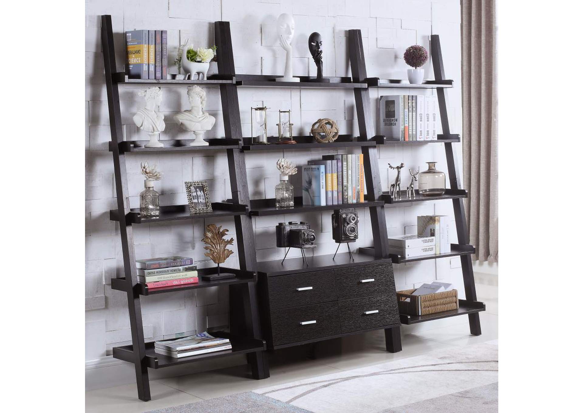 Bower 3-piece Storage Ladder Bookcase Set Cappuccino image 1