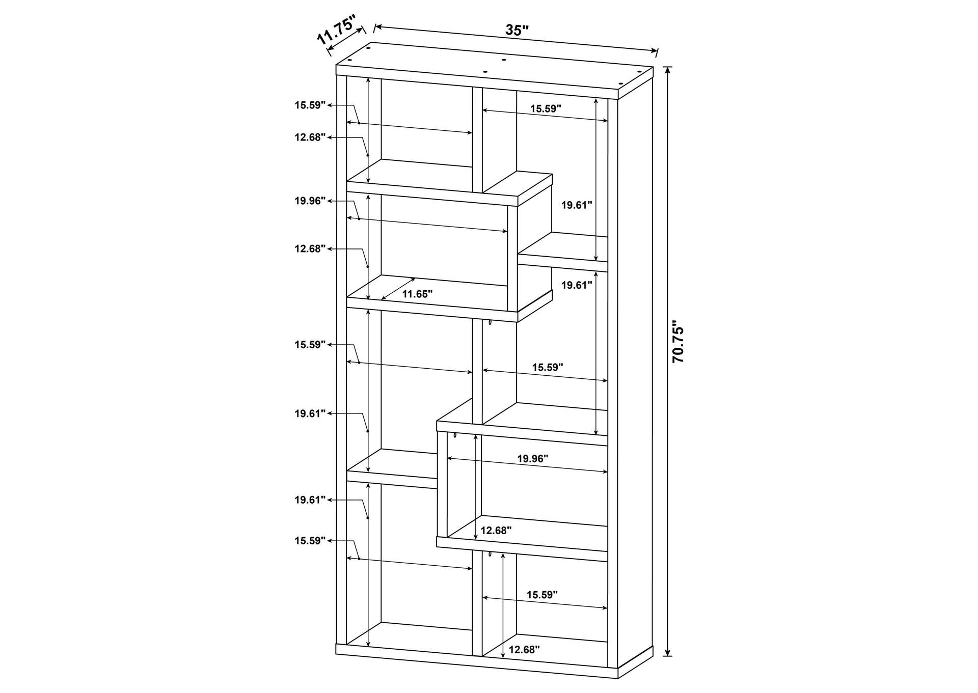 Theo 71-inch 6-shelf Bookshelf Mango image 11