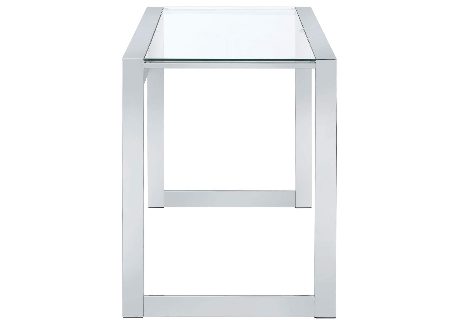 Hartford 47-inch Glass Top Writing Desk Chrome