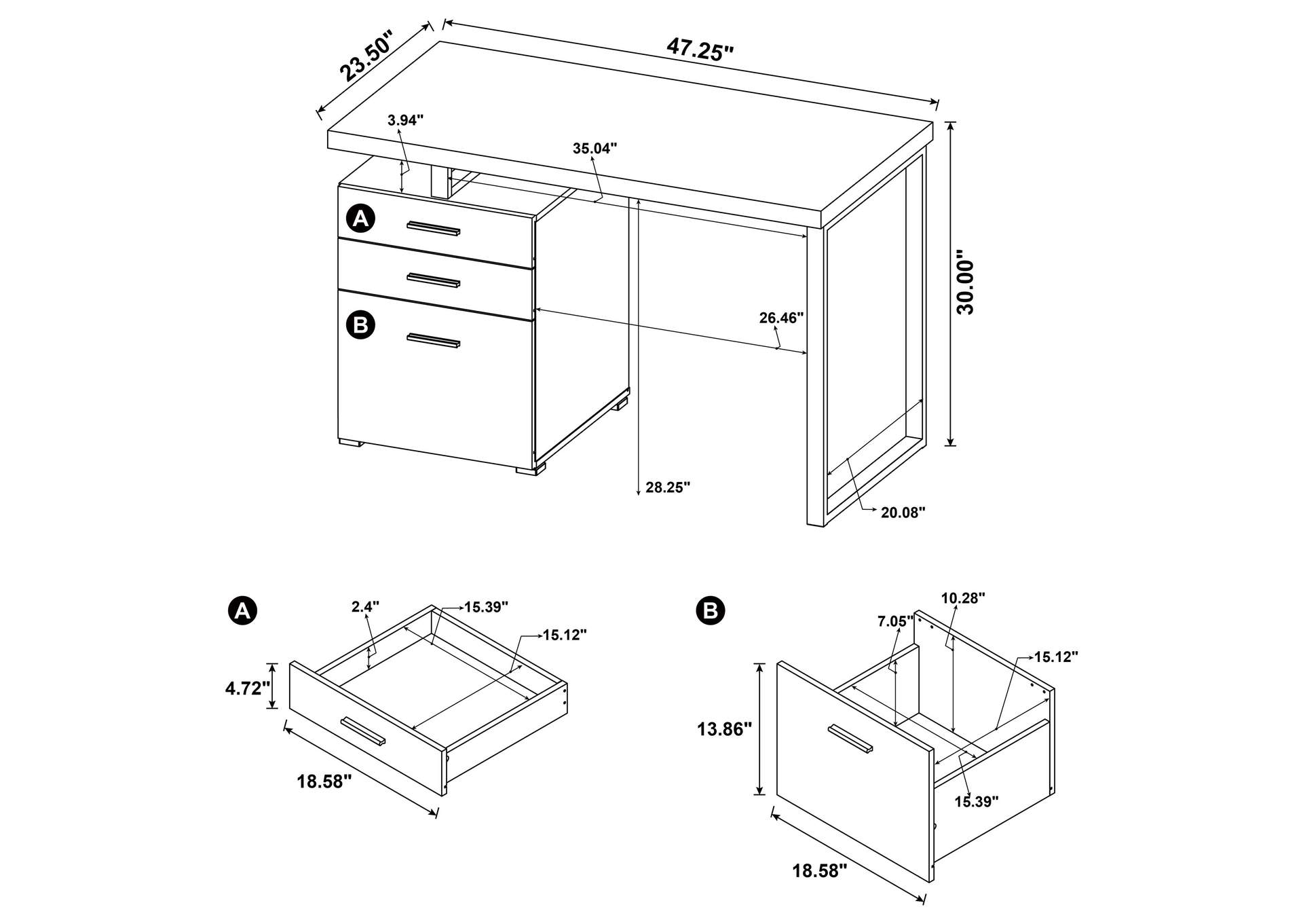 Brennan 47-inch 3-drawer Office Computer Desk Mango image 12